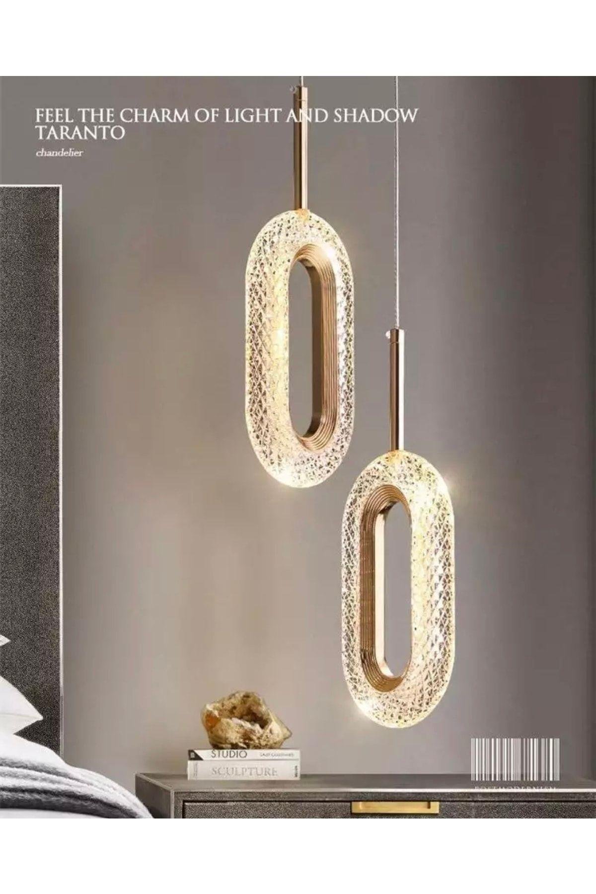 Luxury Crystal Sarkıt Led Avize Ithal 1. Sınıf Üretim Ikili Sarkıt Ledli Avize