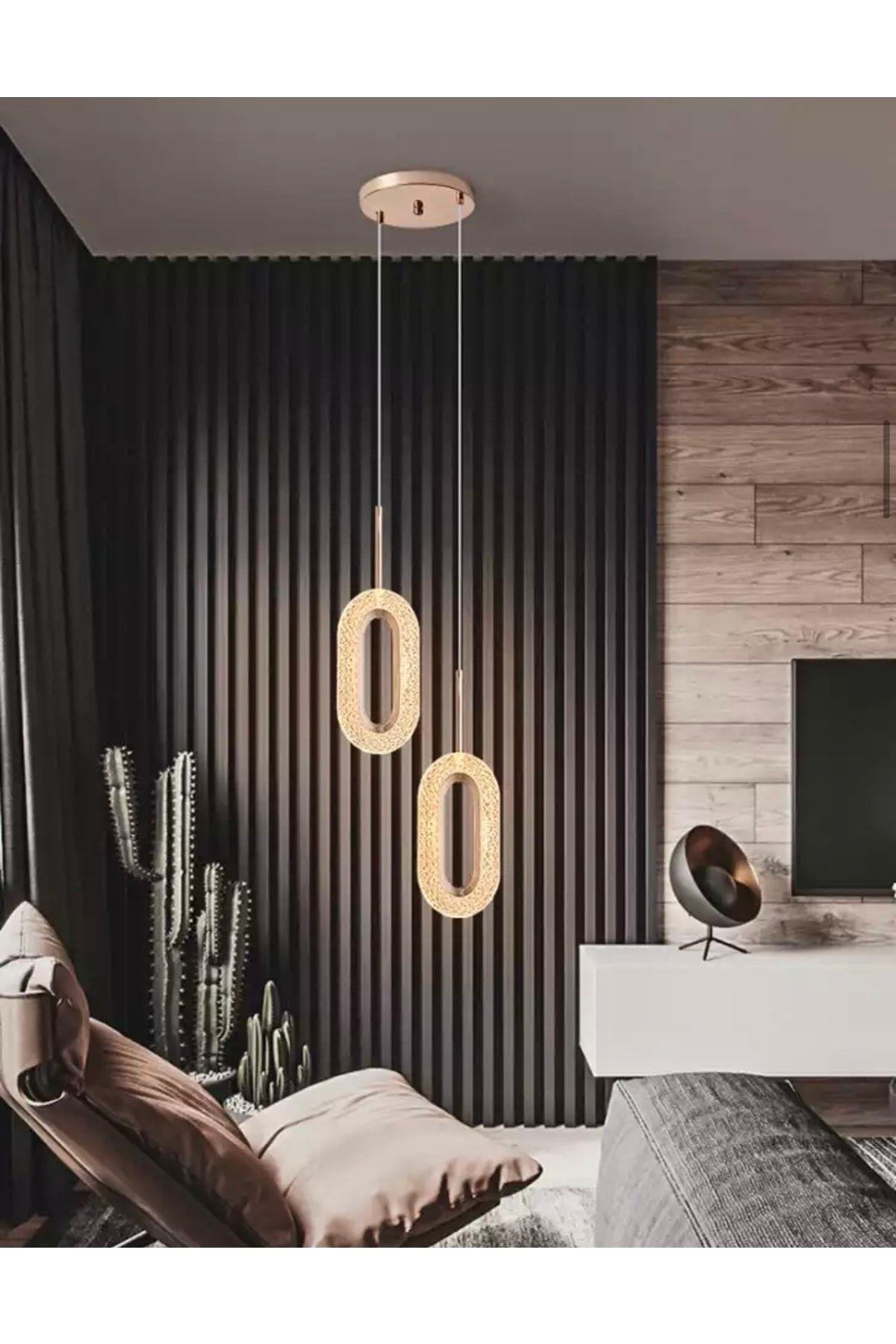 Luxury Crystal Sarkıt Led Avize Ithal 1. Sınıf Üretim Ikili Sarkıt Ledli Avize