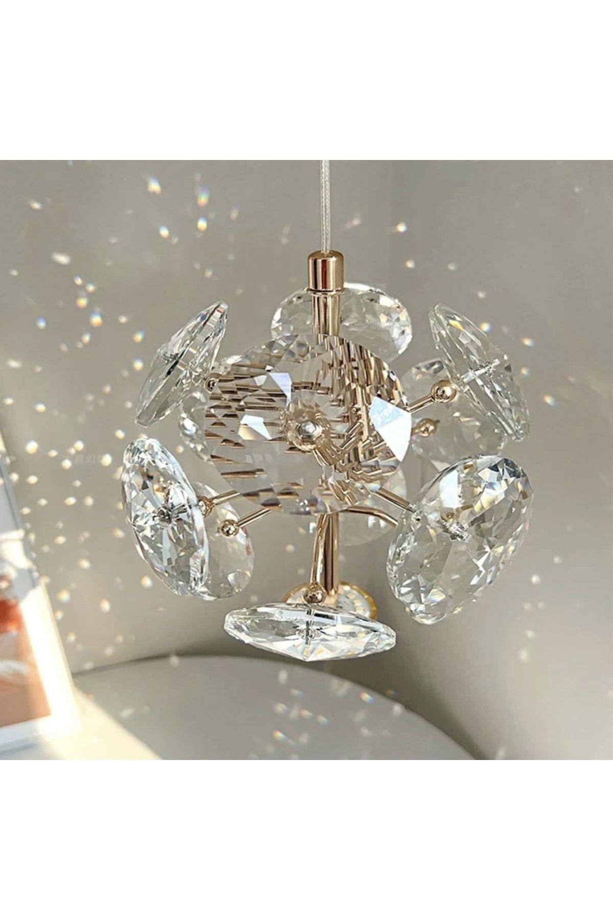 Luxury Exclusive Modern Crystal Led Avize Kristal Taşlı Tekli Sarkıt Avize Gold Sarı Kademeli 3 Renk