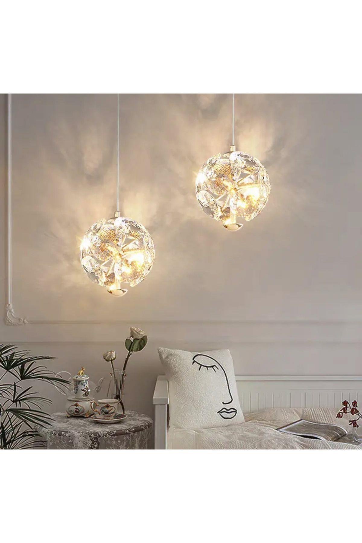 Luxury Exclusive Modern Crystal Led Avize Kristal Taşlı Tekli Sarkıt Avize Gold Sarı Kademeli 3 Renk