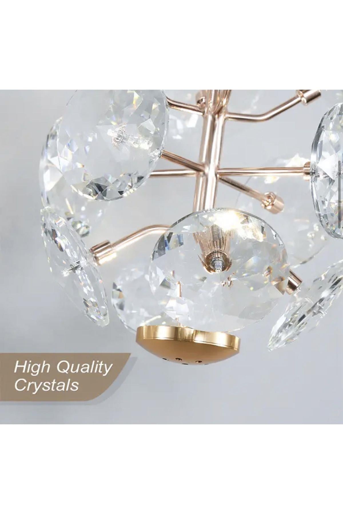 Luxury Exclusive Modern Crystal Led Avize Kristal Taşlı Tekli Sarkıt Avize Gold Sarı Kademeli 3 Renk