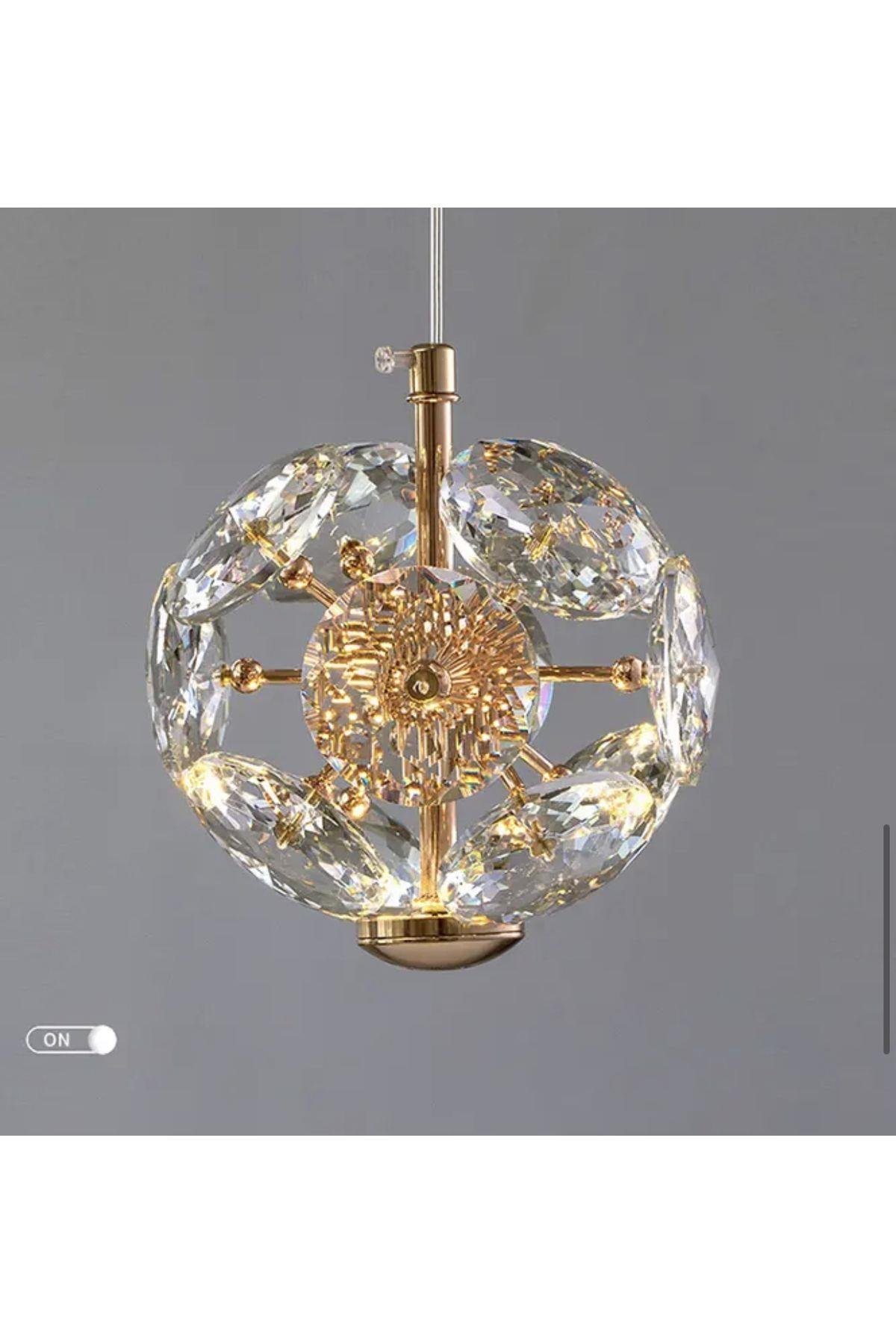 Luxury Exclusive Modern Crystal Led Avize Kristal Taşlı Tekli Sarkıt Avize Gold Sarı Kademeli 3 Renk