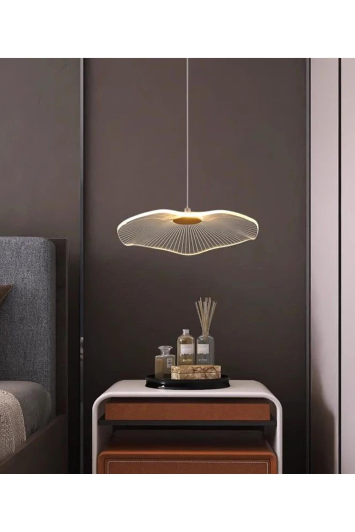 Luxury Exclusive Tekli Sarkıt Led Avize Jellyfish Gold Sarı Ledli Avize 18 Cm Çap