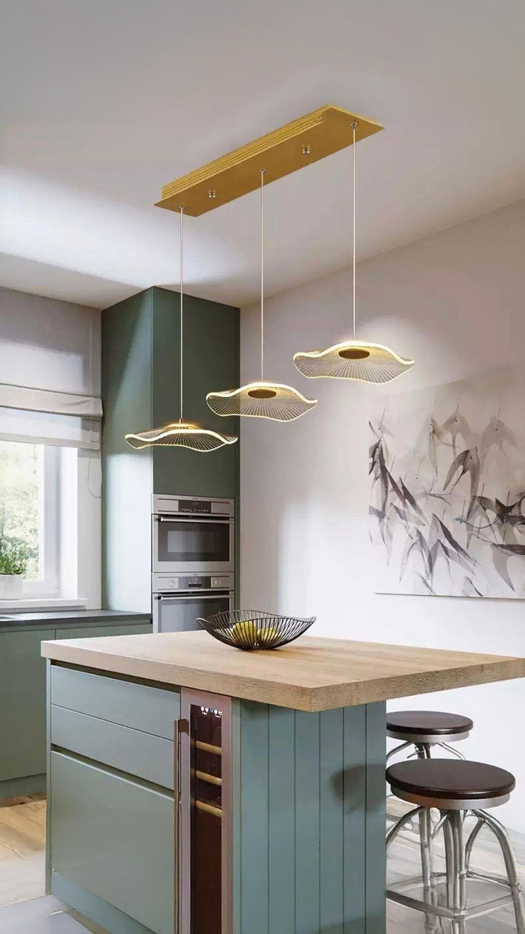 Luxury Exclusive Üçlü Sıralı Sarkıt Led Avize Jellyfish Gold Sarı Ledli Avize