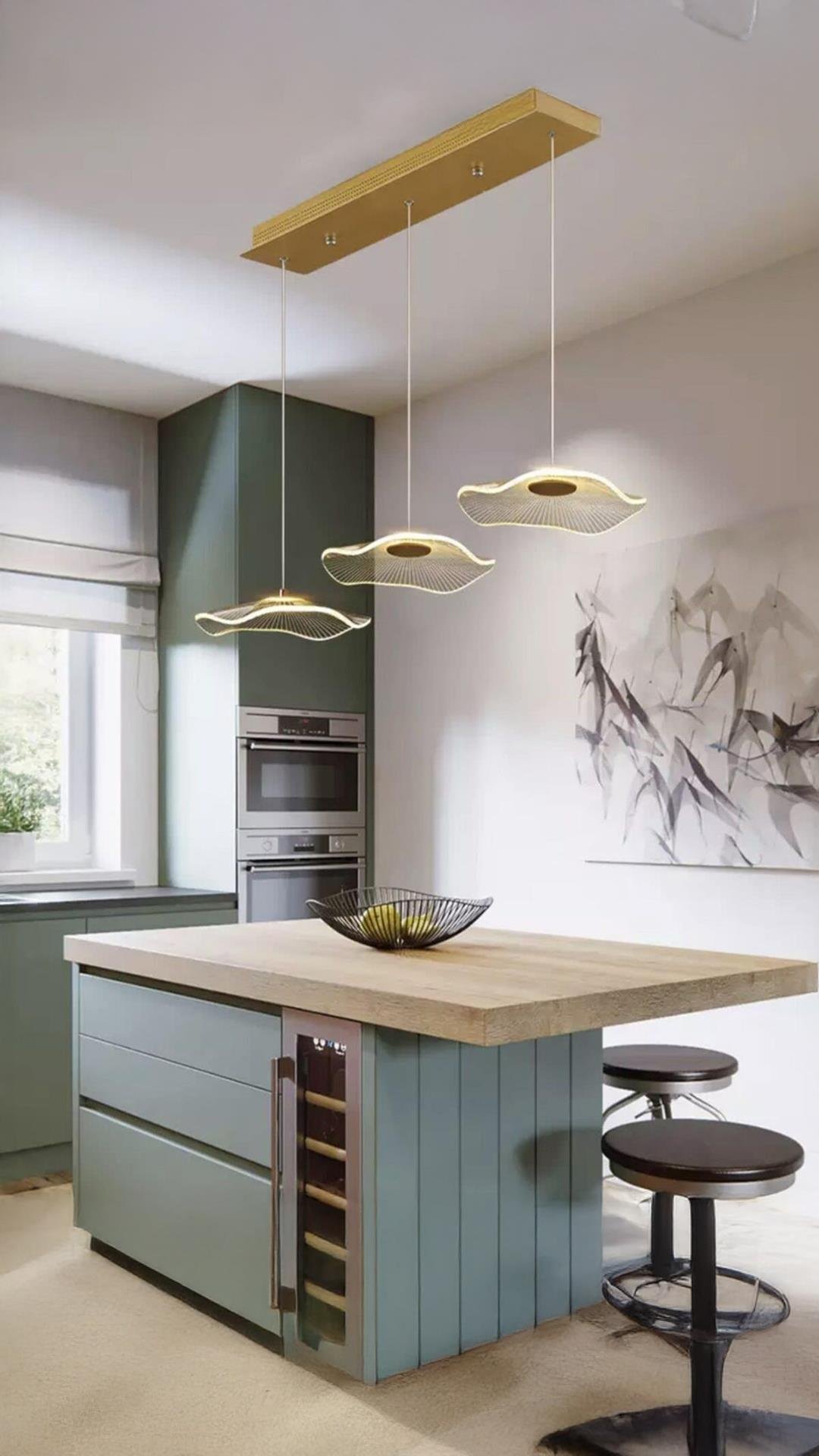 Luxury Exclusive Üçlü Sıralı Sarkıt Led Avize Jellyfish Gold Sarı Ledli Avize