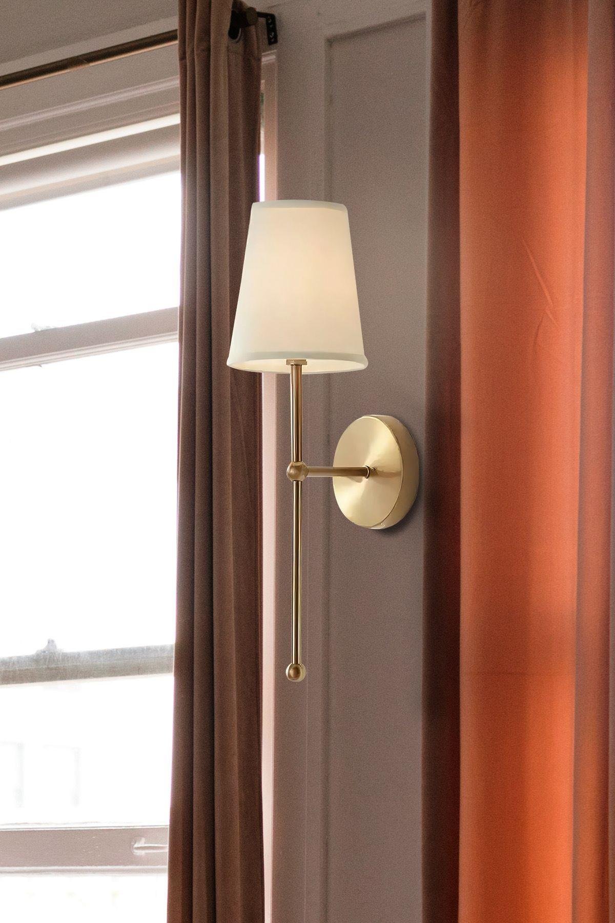 Luxury Modern Aç Kapa Butonlu Pilli Aplik Eskitme Gold Krem Abajur Pil Tak Kullan 1 Adet Fiyatıdır