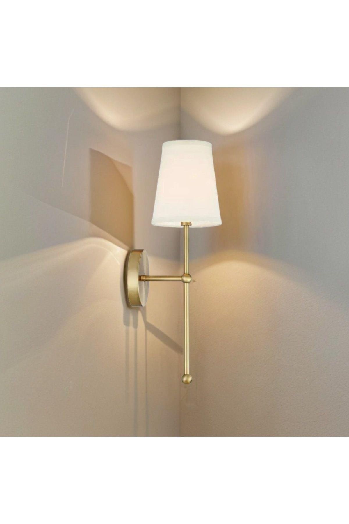 Luxury Modern Aç Kapa Butonlu Pilli Aplik Eskitme Gold Krem Abajur Pil Tak Kullan 1 Adet Fiyatıdır