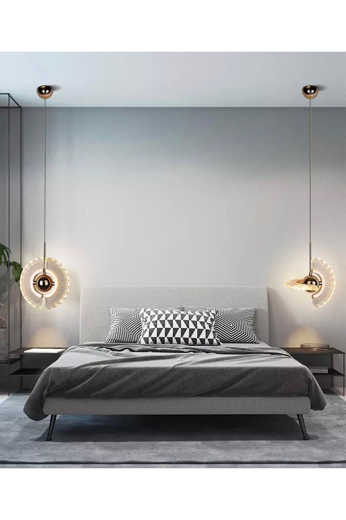 Luxury Modern Crystal Sarkıt Led Avize Gold Sarı