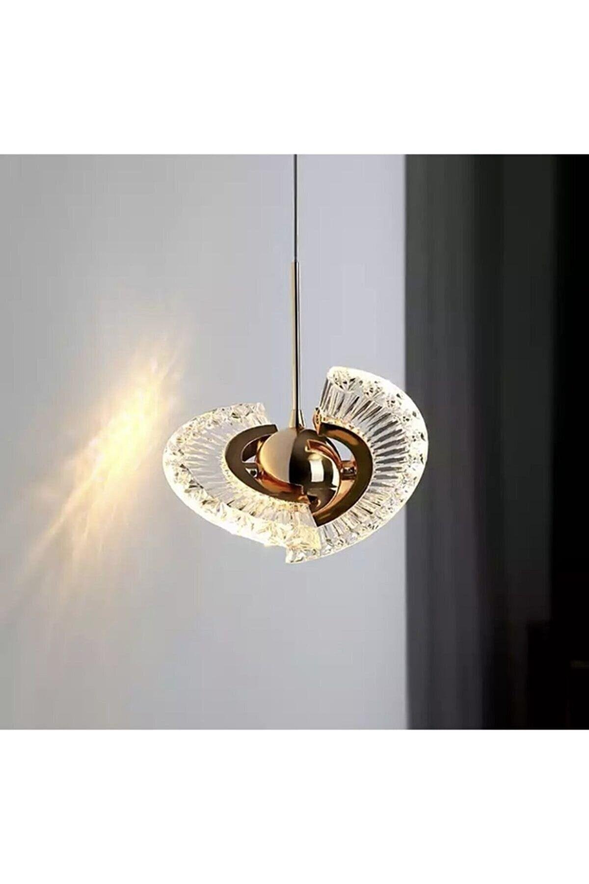 Luxury Modern Crystal Sarkıt Led Avize Tekli Sarkıt Gold Sarı