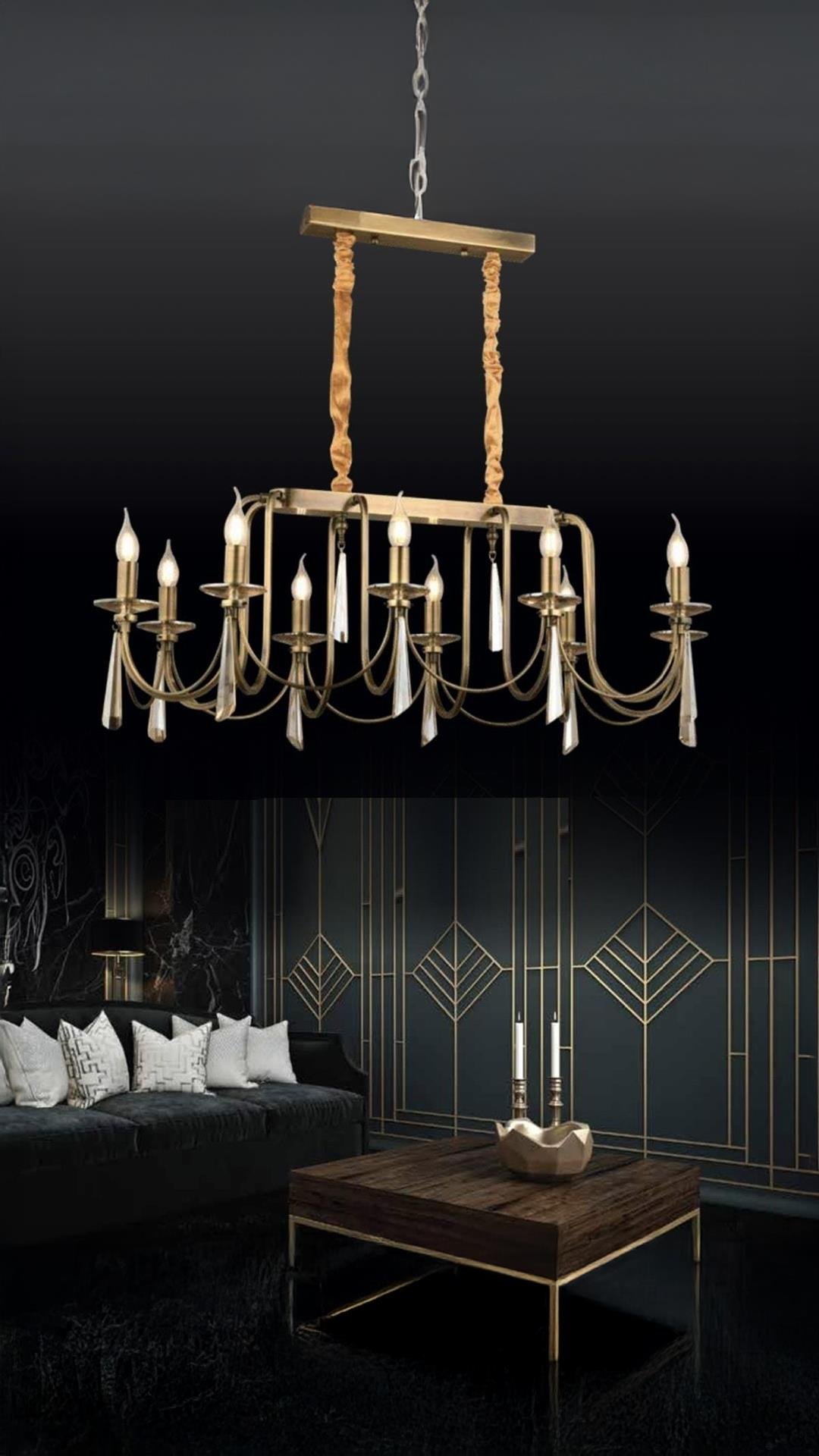 Luxury Modern Elegance Sarkıt Avize Eskitme Yemek Masası Countess Avize