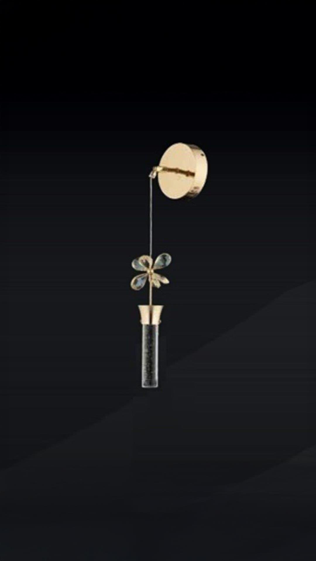 Luxury Modern Kelebek Taşlı Duvar Led Aplik Gold Sarı