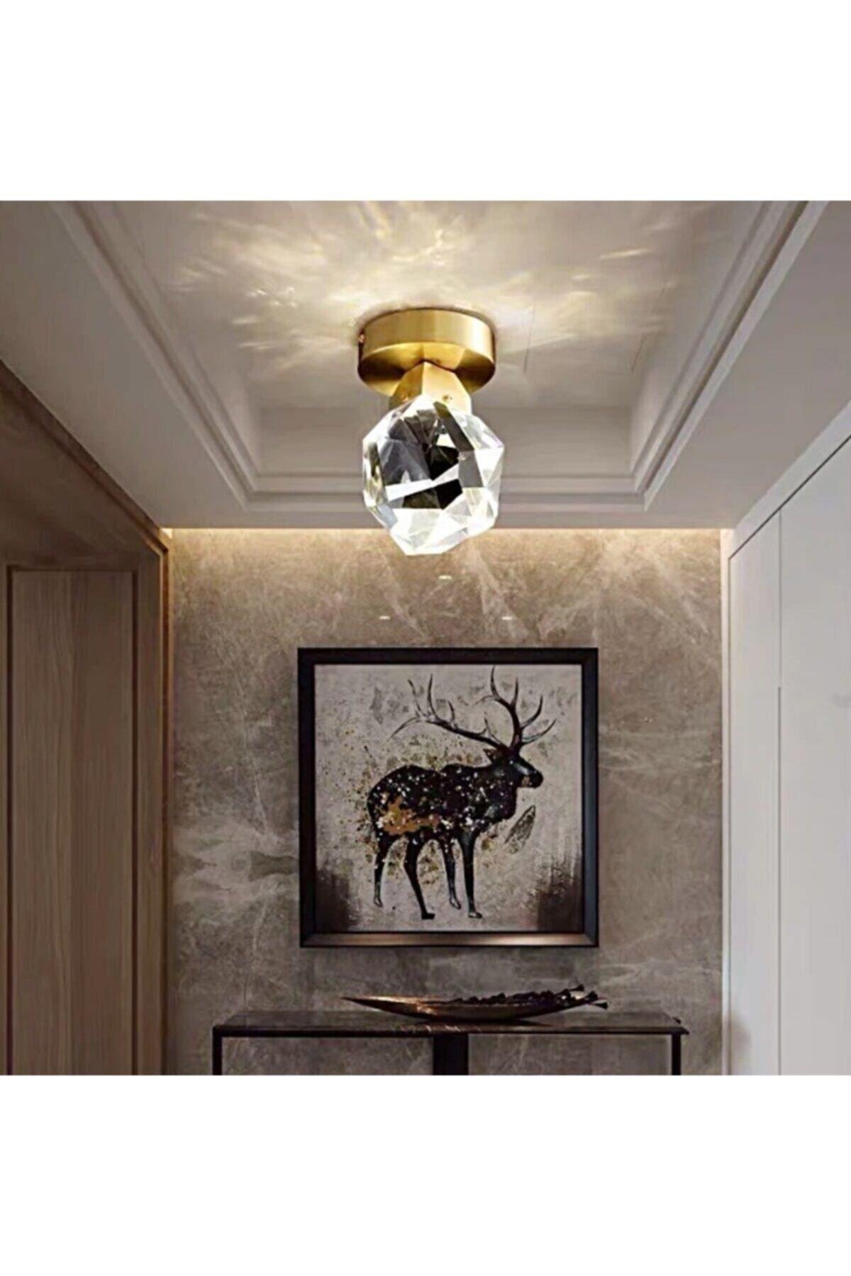 Luxury Modern Kristal Taş Led Avize Diamond Krom Ledli Avize