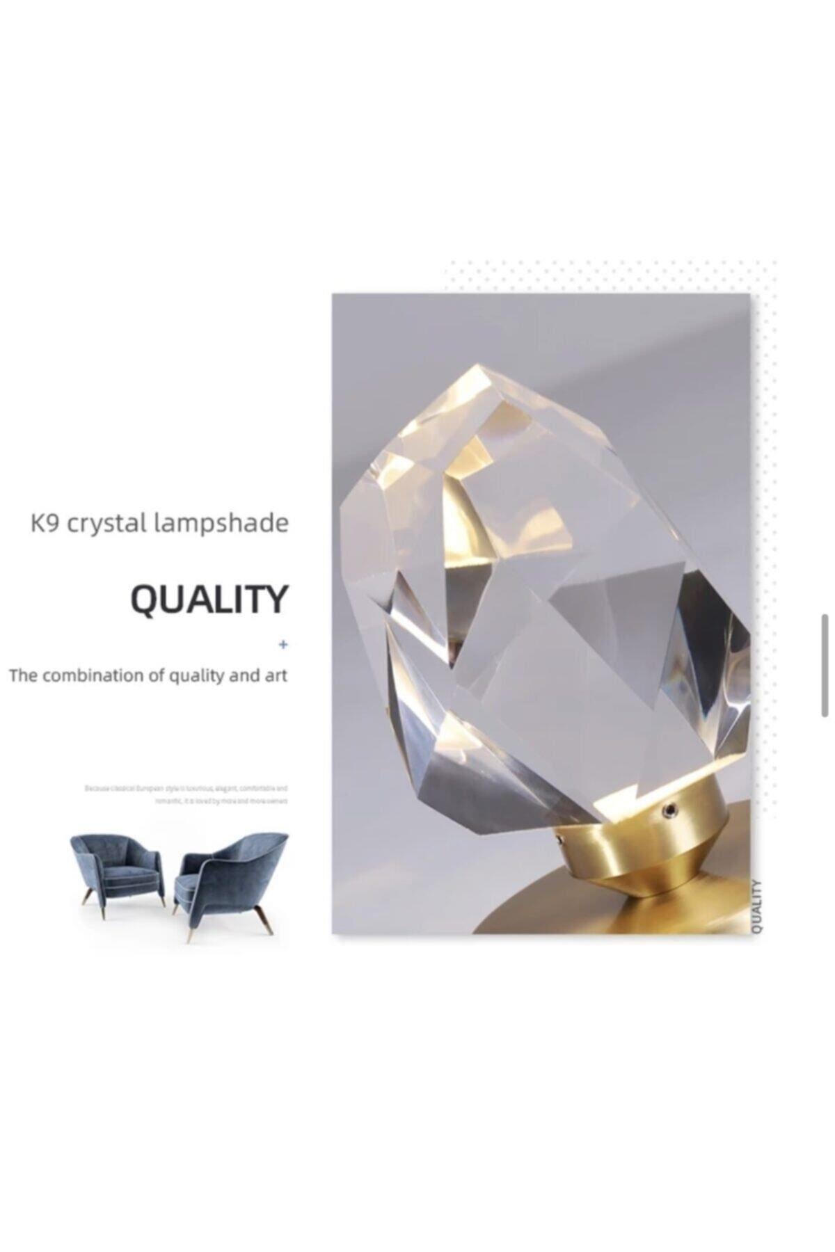 Luxury Modern Kristal Taş Led Avize Diamond Krom Ledli Avize