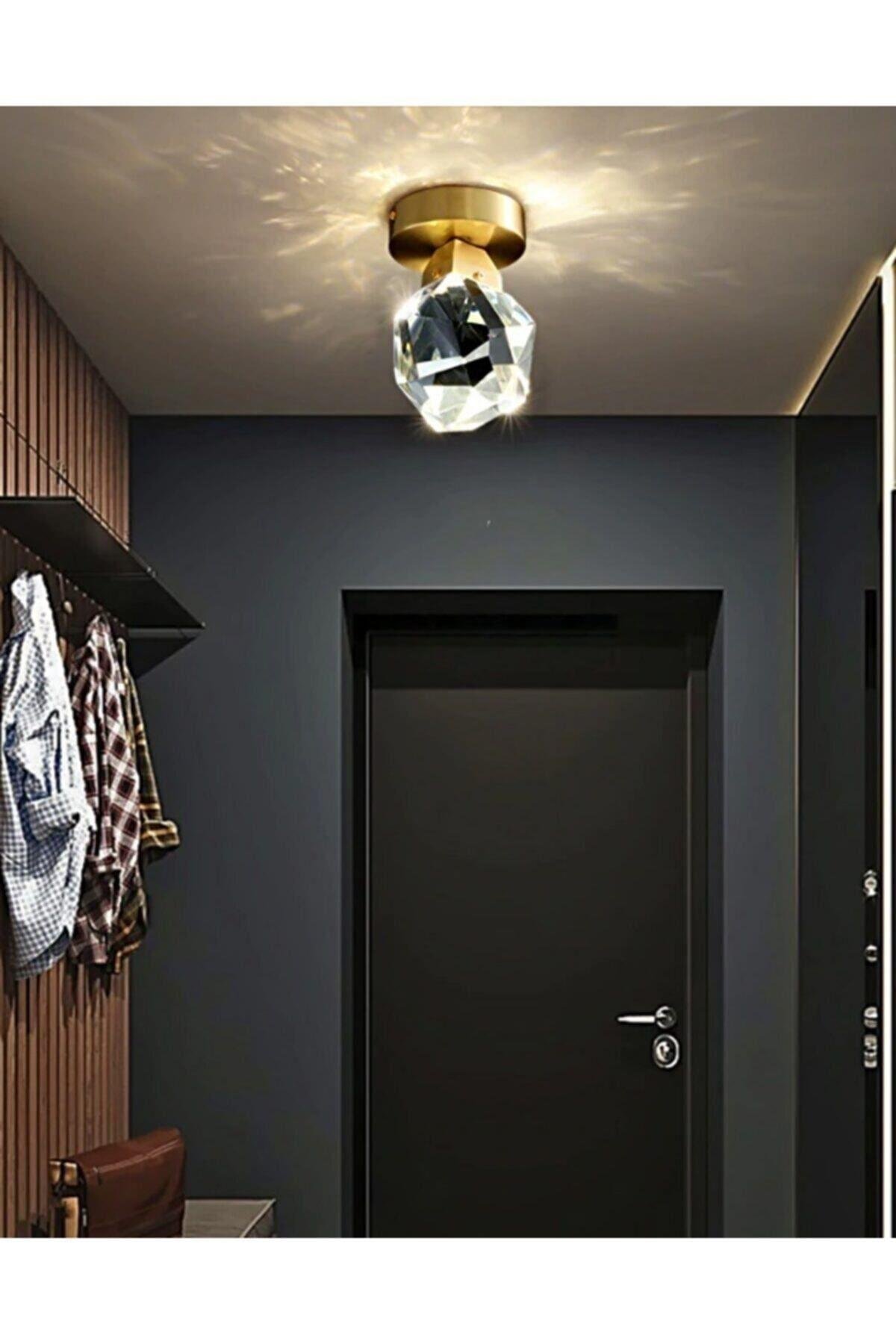 Luxury Modern Kristal Taş Led Avize Diamond Krom Ledli Avize