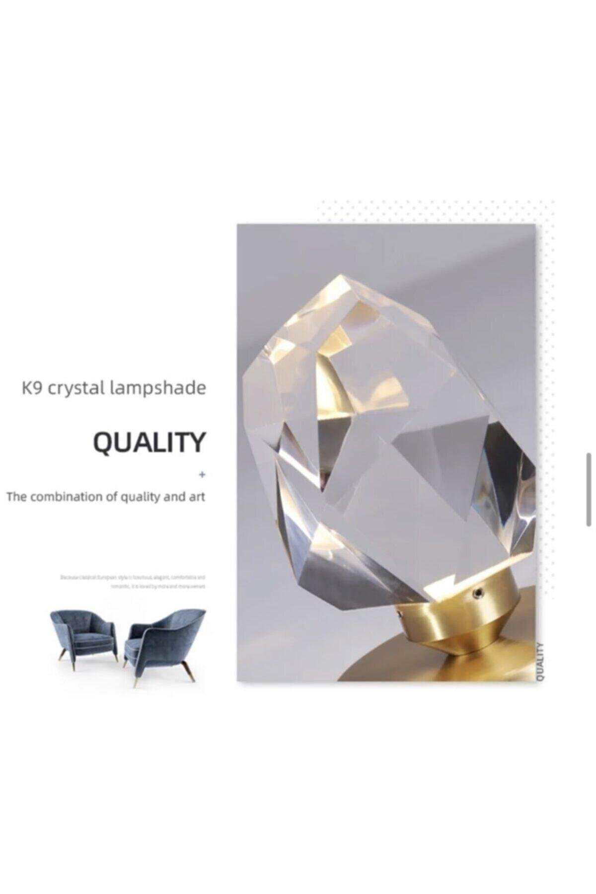 Luxury Modern Kristal Taş Led Avize Diamond Krom Ledli Avize