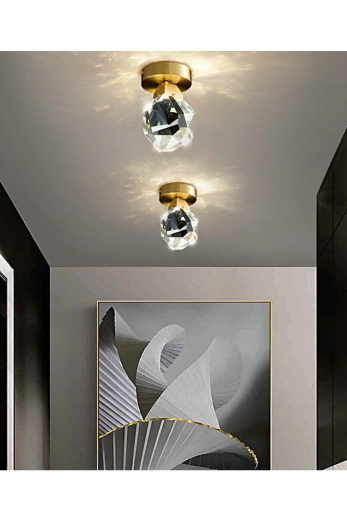 Luxury Modern Kristal Taş Led Avize Diamond Krom Ledli Avize