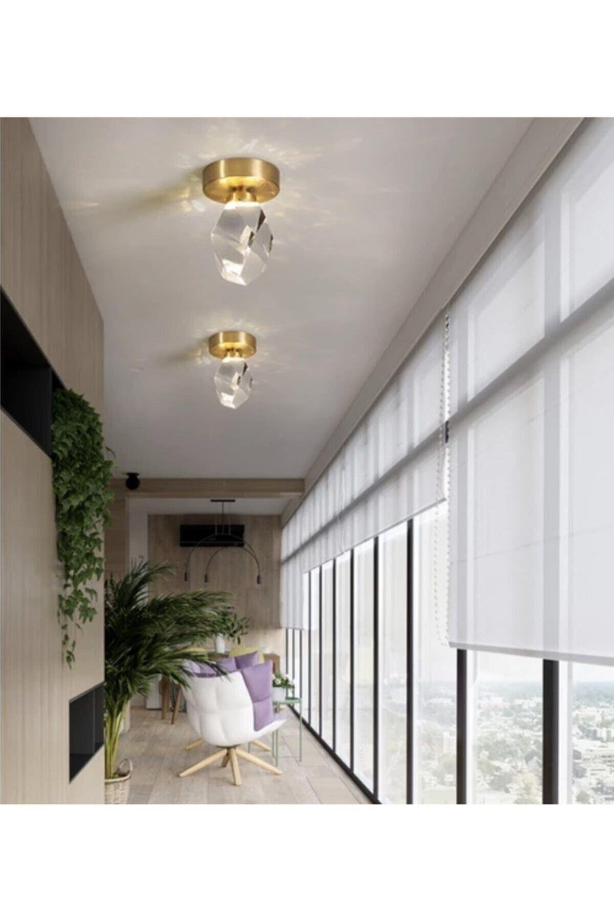 Luxury Modern Kristal Taş Led Avize Diamond Krom Ledli Avize
