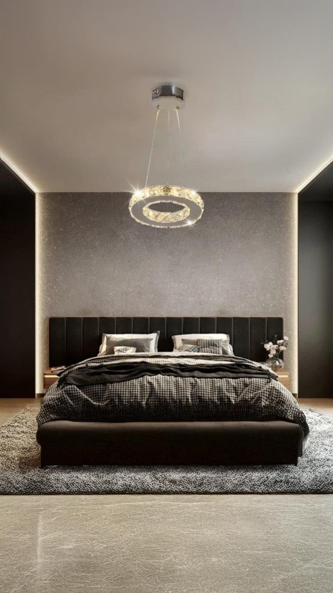 Luxury Modern Kristal Taşlı Sarkıt Led Avize Kademeli 3 Renk Ledli Avize