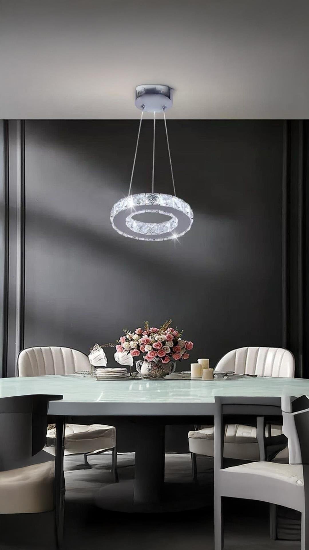 Luxury Modern Kristal Taşlı Sarkıt Led Avize Kademeli 3 Farklı Renk