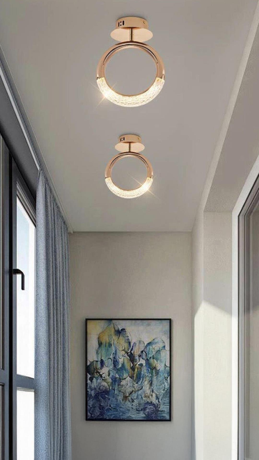 Luxury Modern Plafonyer Led Avize Ring Gold Sarı 2 Adet Set Fiyat
