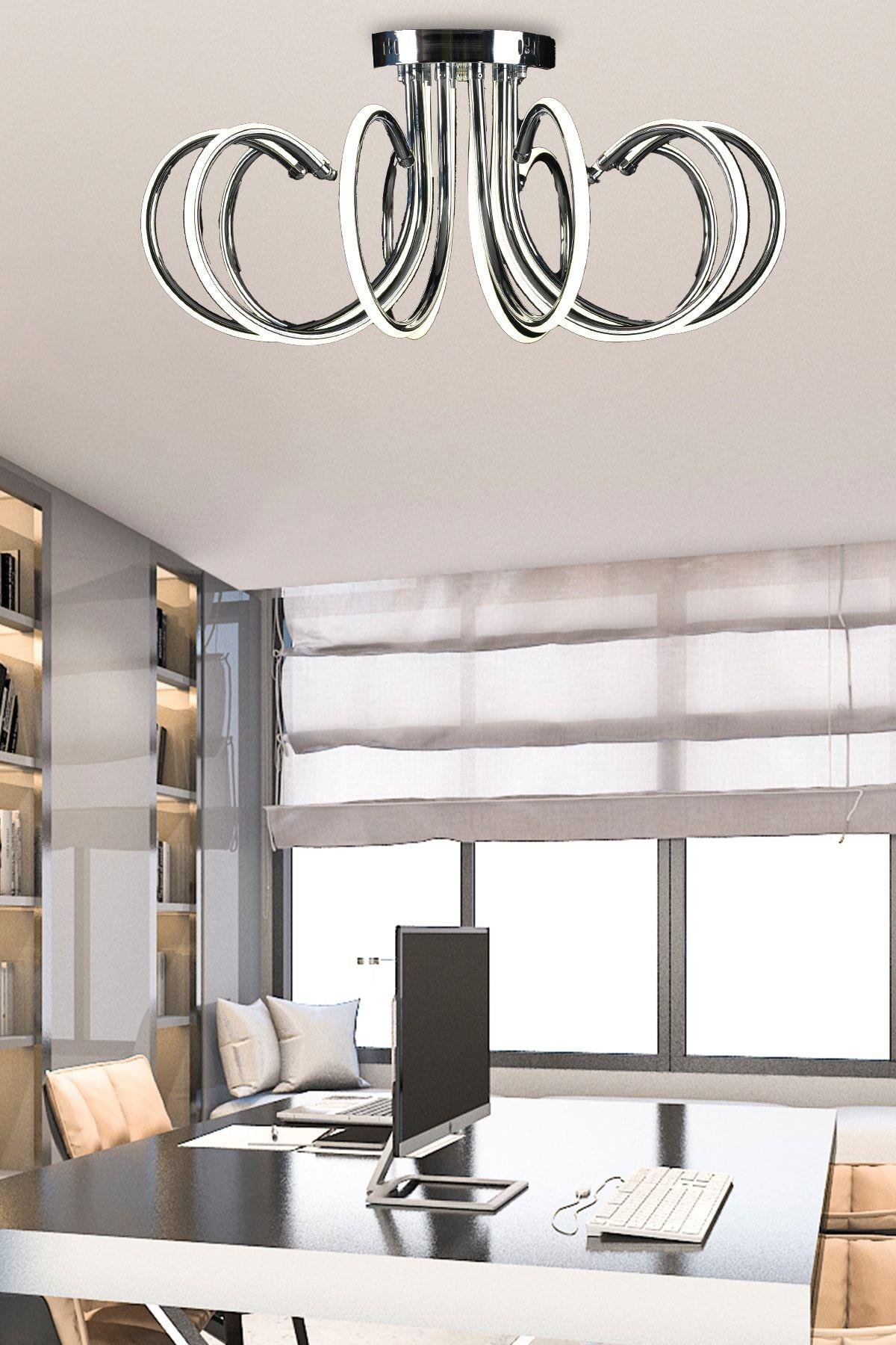Luxury Modern Plafonyer Power Led Avize Gün Işığı Krom