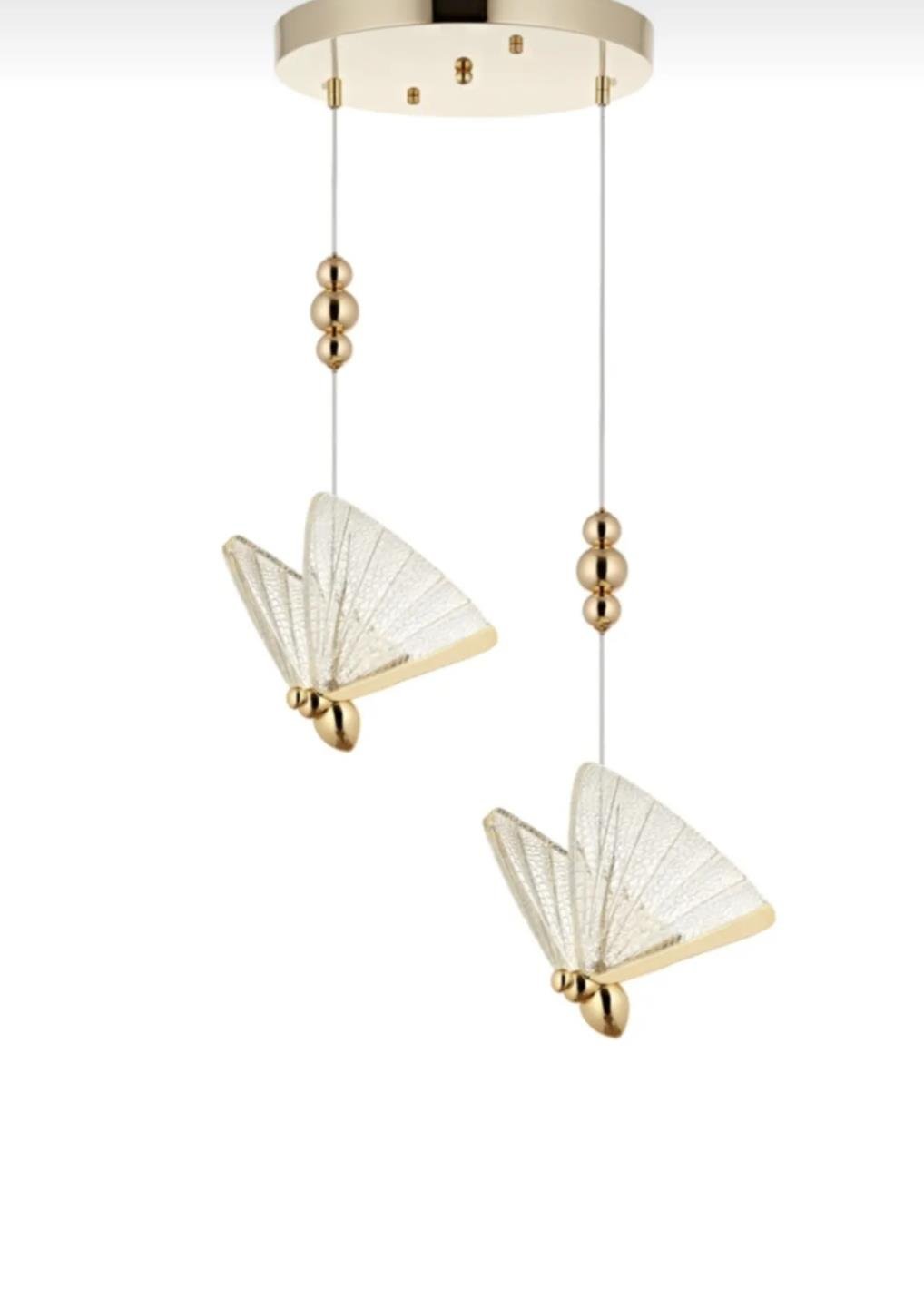 Luxury Modern Sarkıt Kelebek Led Avize 2'li Gold Sarı Ledli Avize