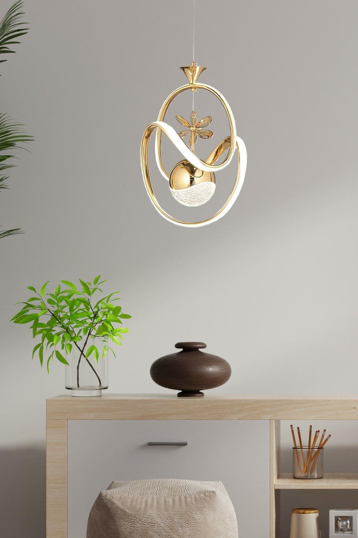 Luxury Modern Sarkıt Led Avize Gold Sarı Kademeli 3 Renk