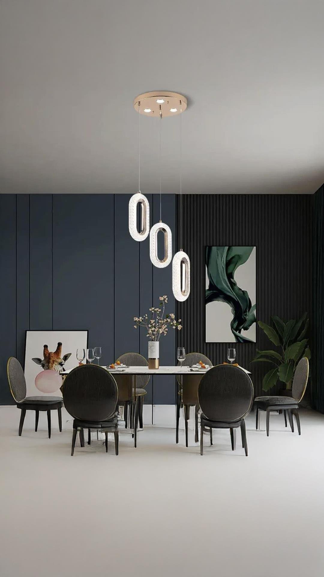 Luxury Modern Üçlü Sarkıt Led Avize Gold Sarı Kademeli 3 Renk