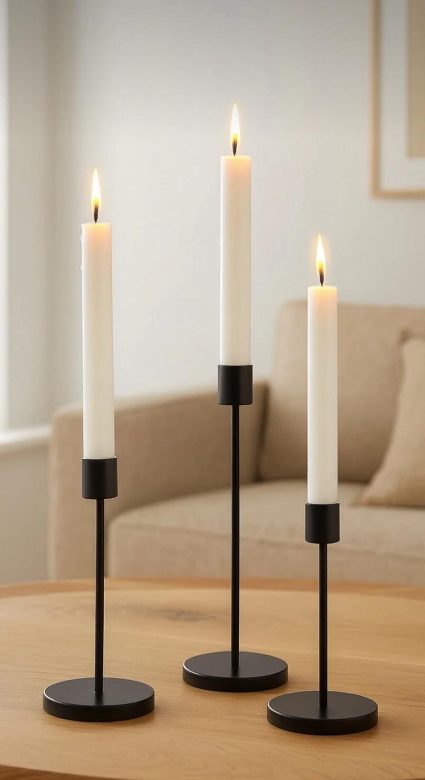 Luxury Şamdan Mumluk Metal Gövde Şık Görsellik Katar 3 lü set Mum Hariç