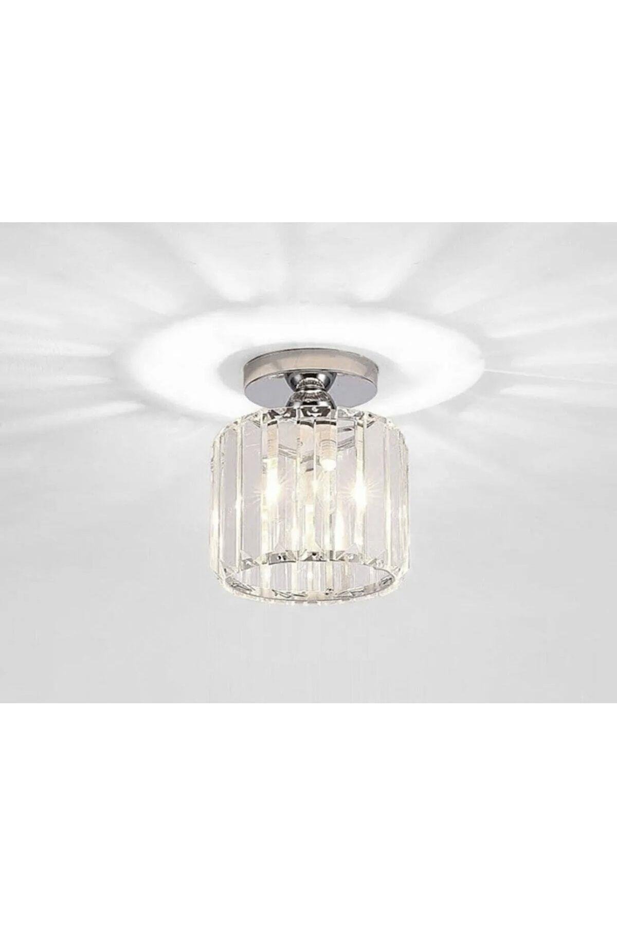 Luxury Tavan Kristal Taşlı Avize Krom Hol Antre Avize Büyük Boy