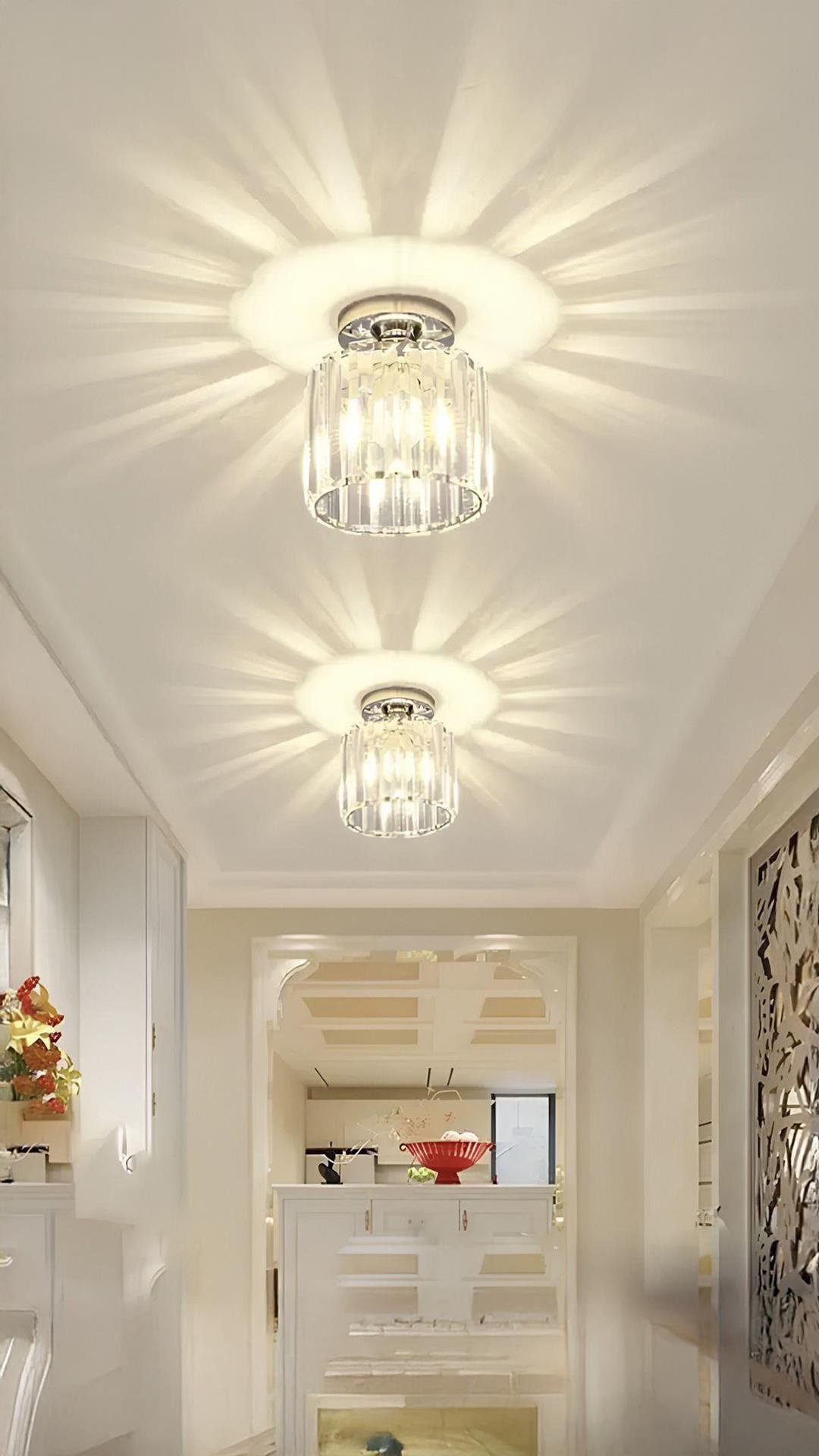 Luxury Tavan Kristal Taşlı Avize Krom Hol Antre Avize Büyük Boy
