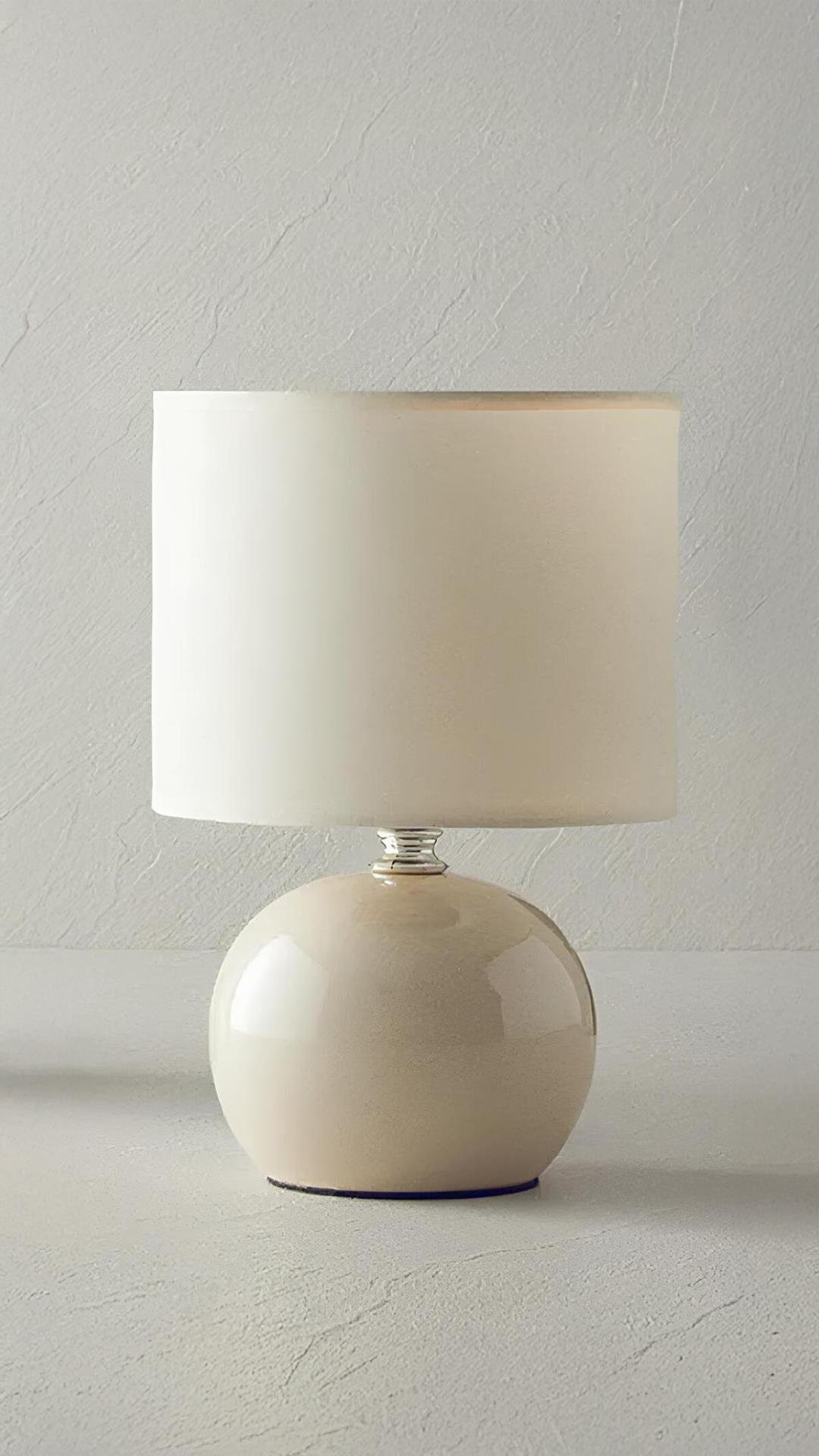 Maria Modern Tasarım Abajur Krem Şapka Bej Krem Gövde