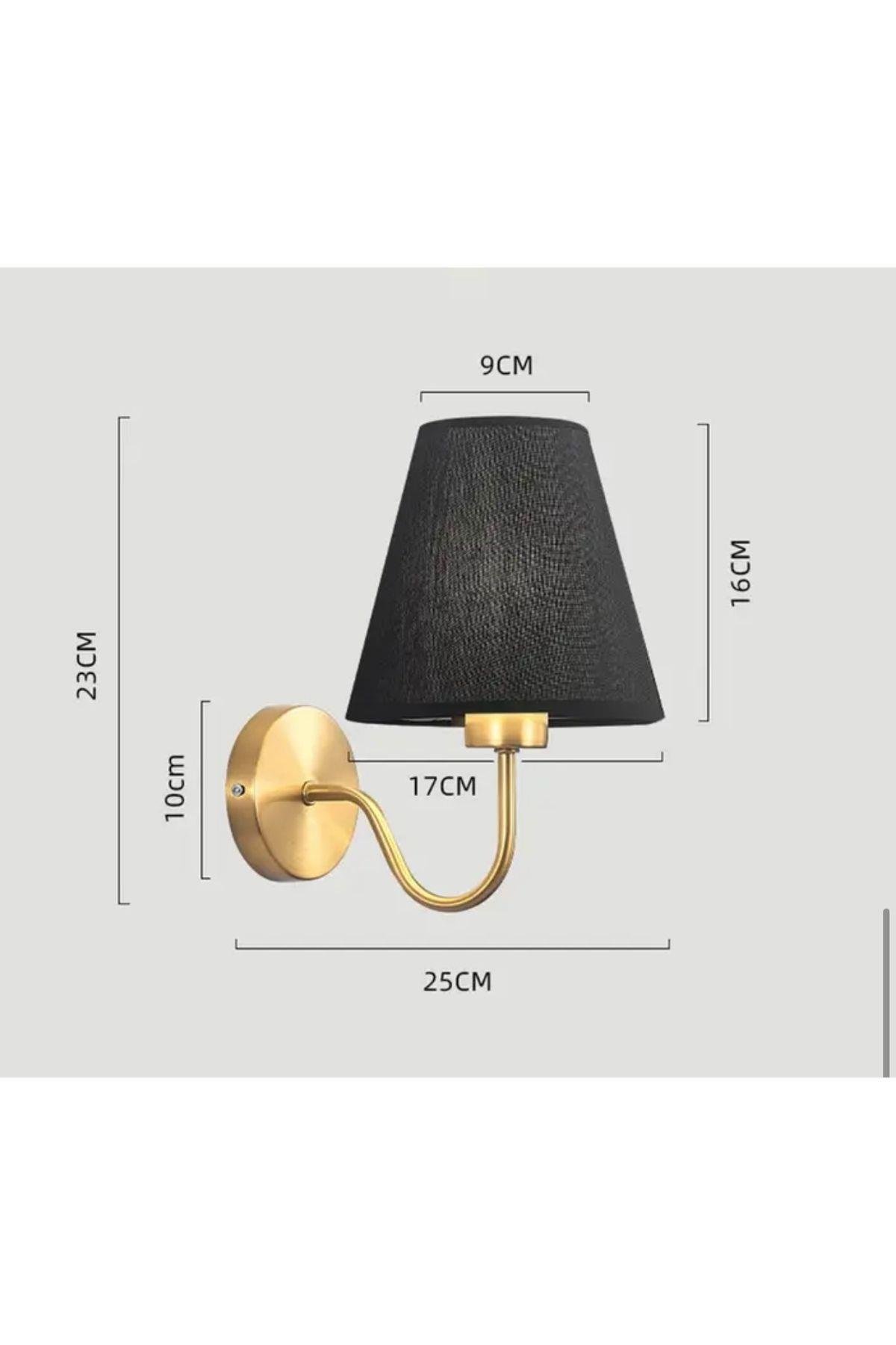 Modern Aplik Beyaz Abajur Gold Gövde Elektrik İle Çalışır