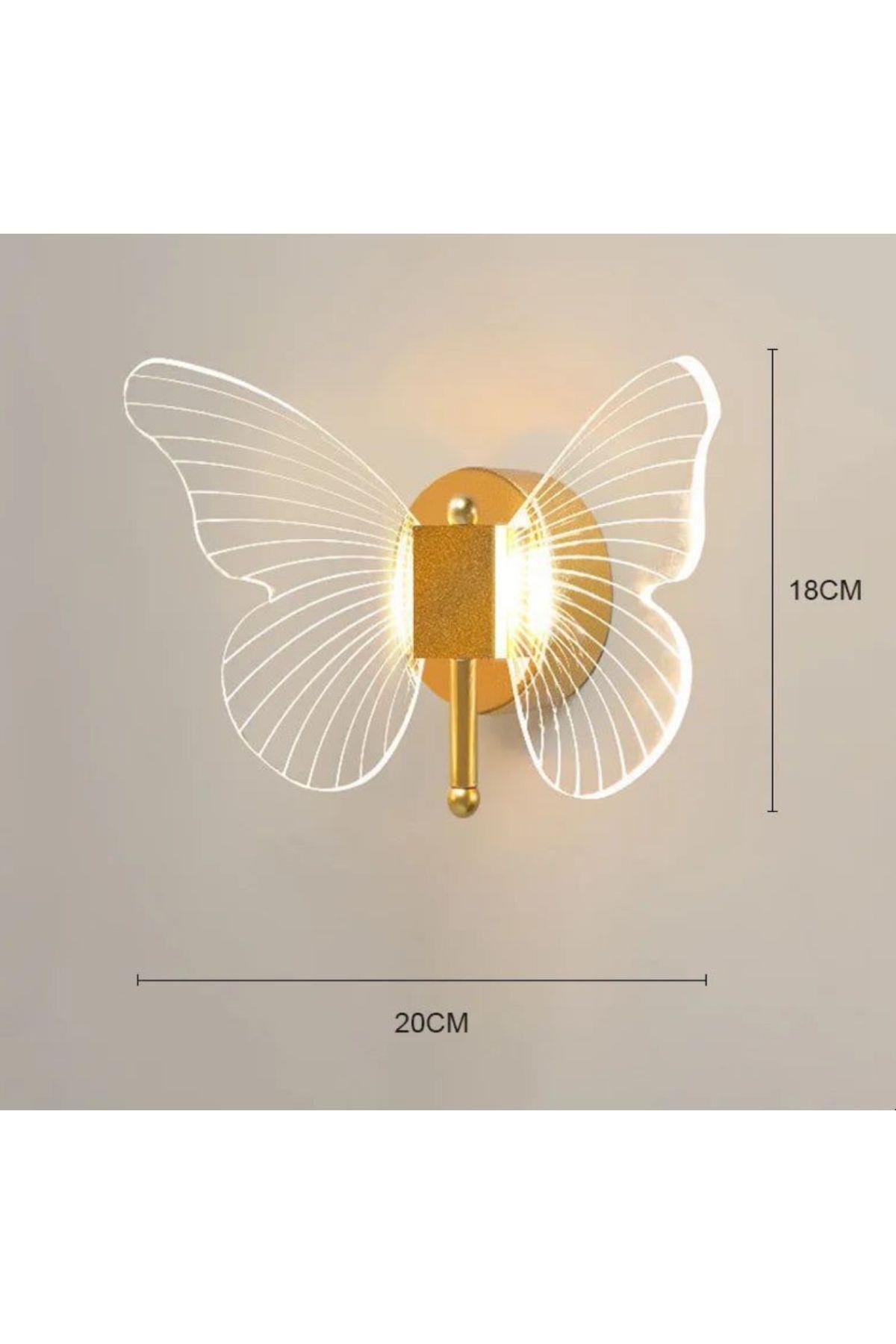 Modern Aplik Butterfly Aplik Gold Sarı Kelebek Duvar Apliği