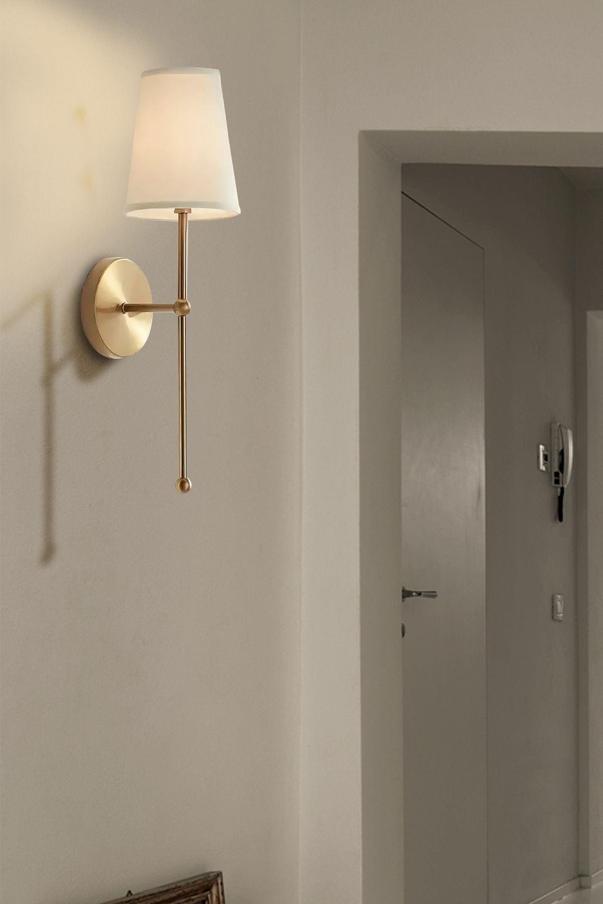 Modern Aplik Eskitme Gold Sarı Krem Abajur Elektrik İle Çalışır