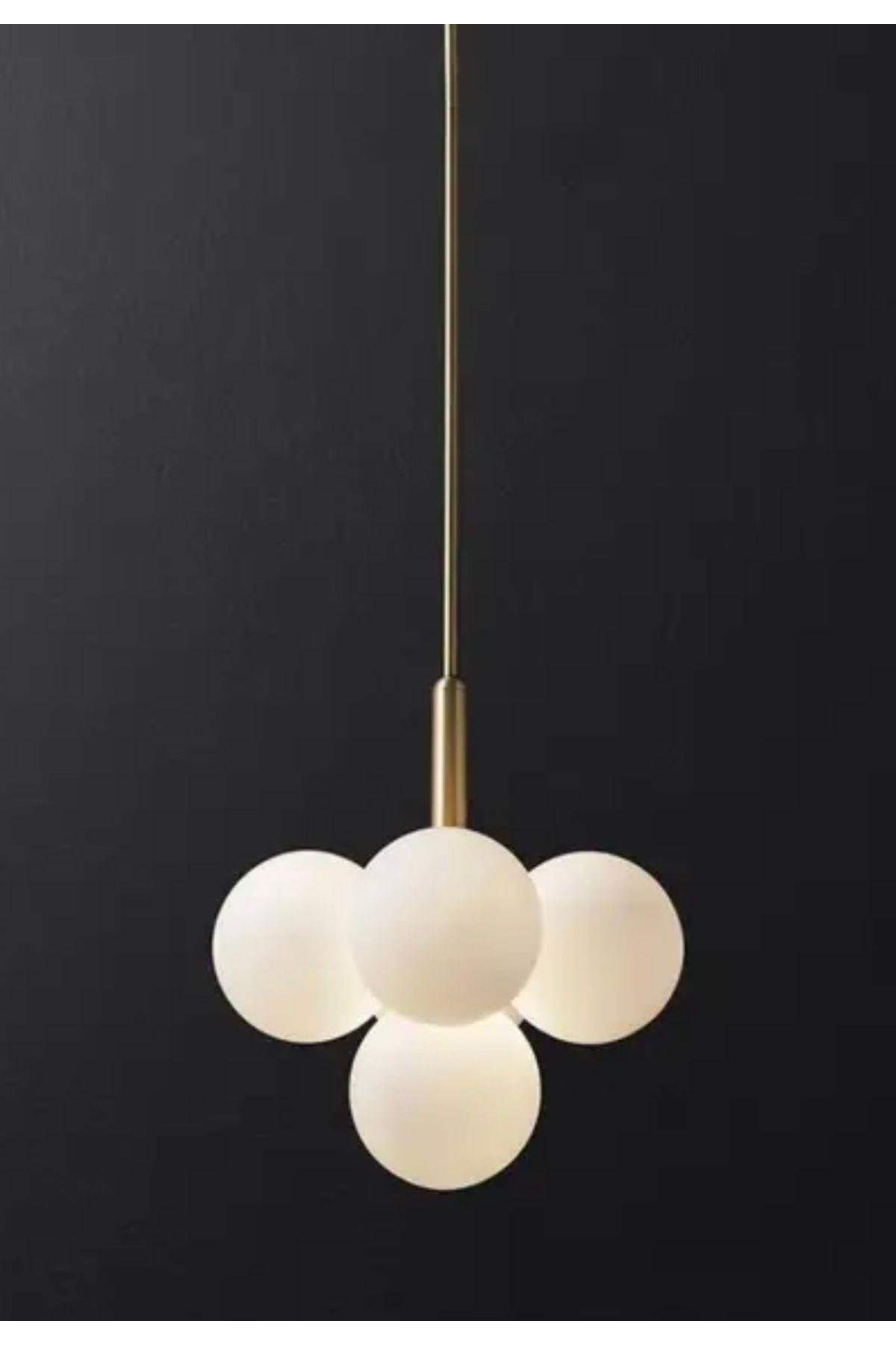 Modern Avize Glop Balon Camlı Cloudy Avize Eskitme Gold Sarı Şık Görsellik Katar