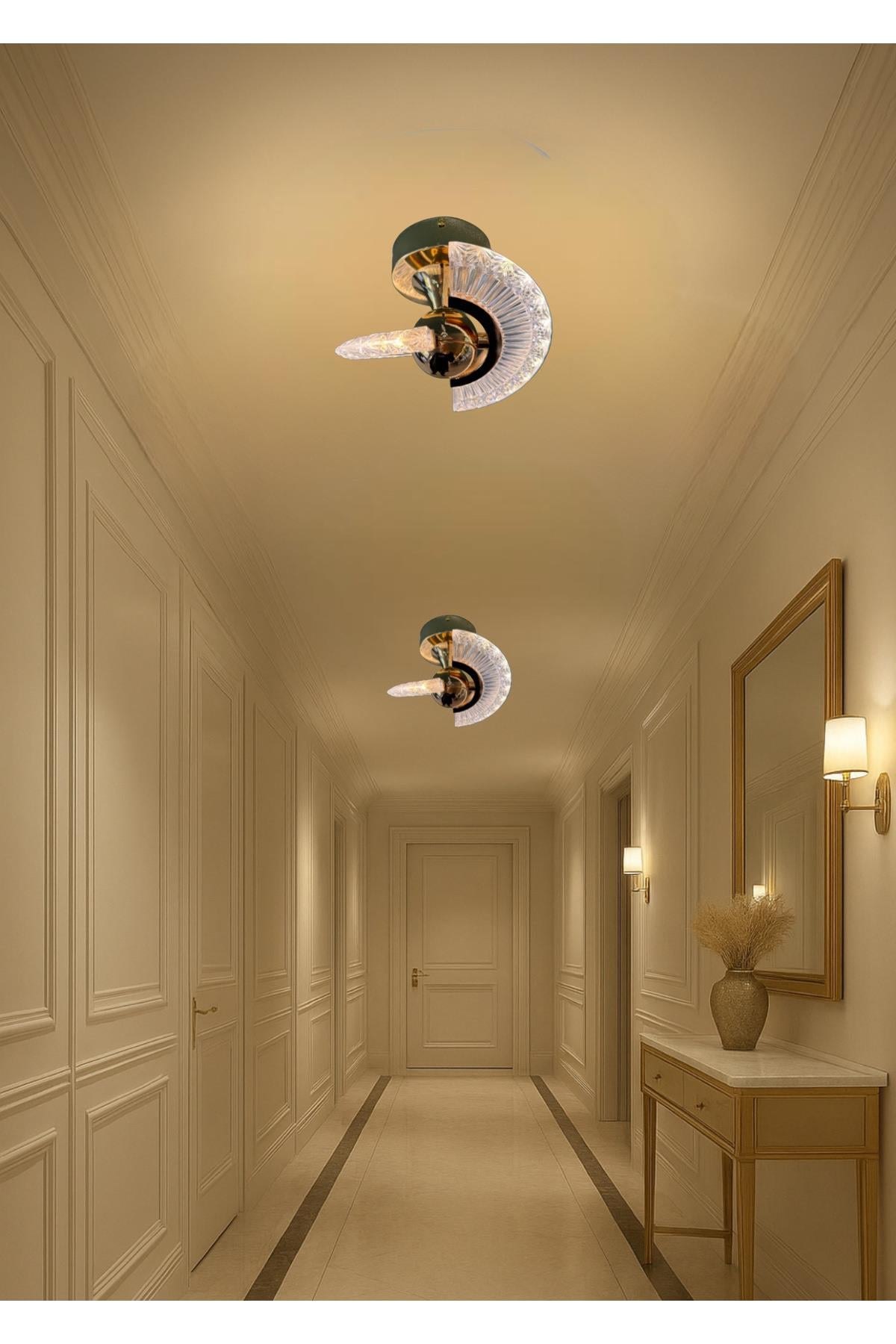 Modern Avize Luxury Tasarım Oynar Başlıklı Tekli Tavana Sıfır Ledli Gold Sarı Led Avize