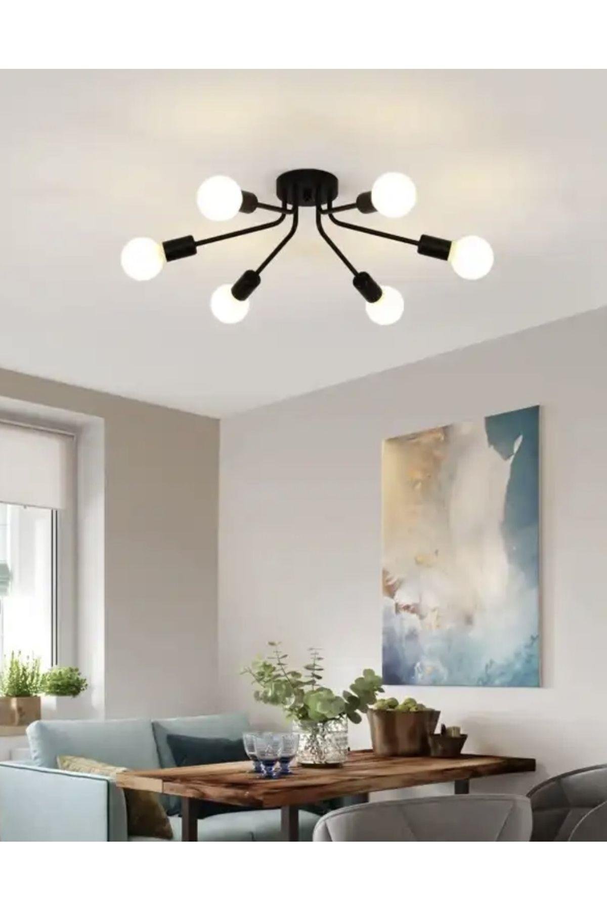 Modern Avize Tavana Sıfır Avize Mat Siyah Tasarım Avize