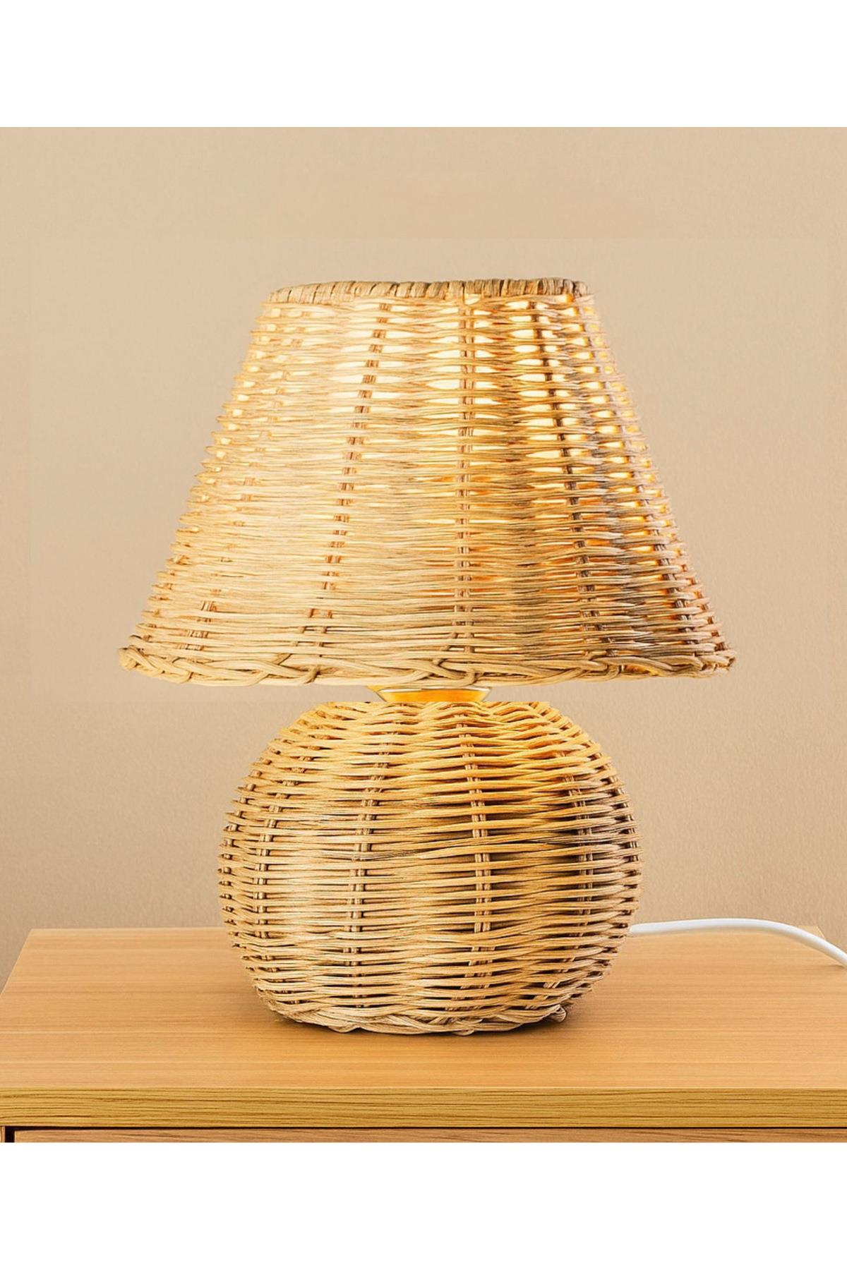 Modern Charlie Rattan Hasır Şapka Abajur İskandinav Bohem Rattan Hasır Abajur Masa Lambası