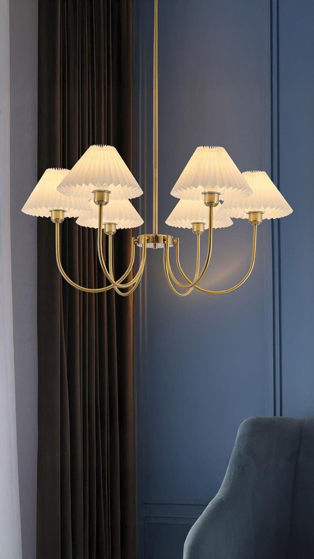 Modern Diana Tasarım Umbrella Sarkıt Avize 6 Kollu Eskitme Gold Sarı