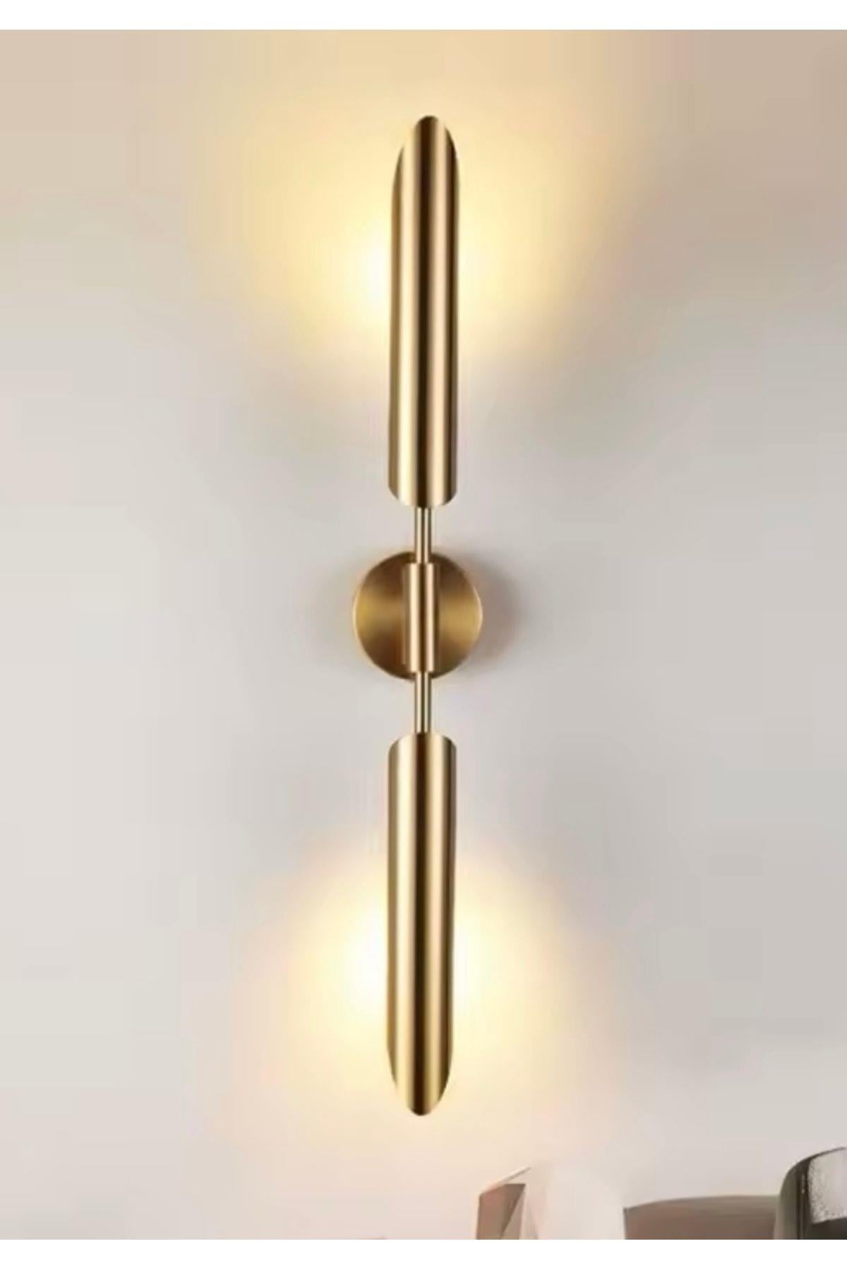 Modern Duvar Aplik Eskitme Gold Sarı E-14 Duy Elektrik İle Çalışır