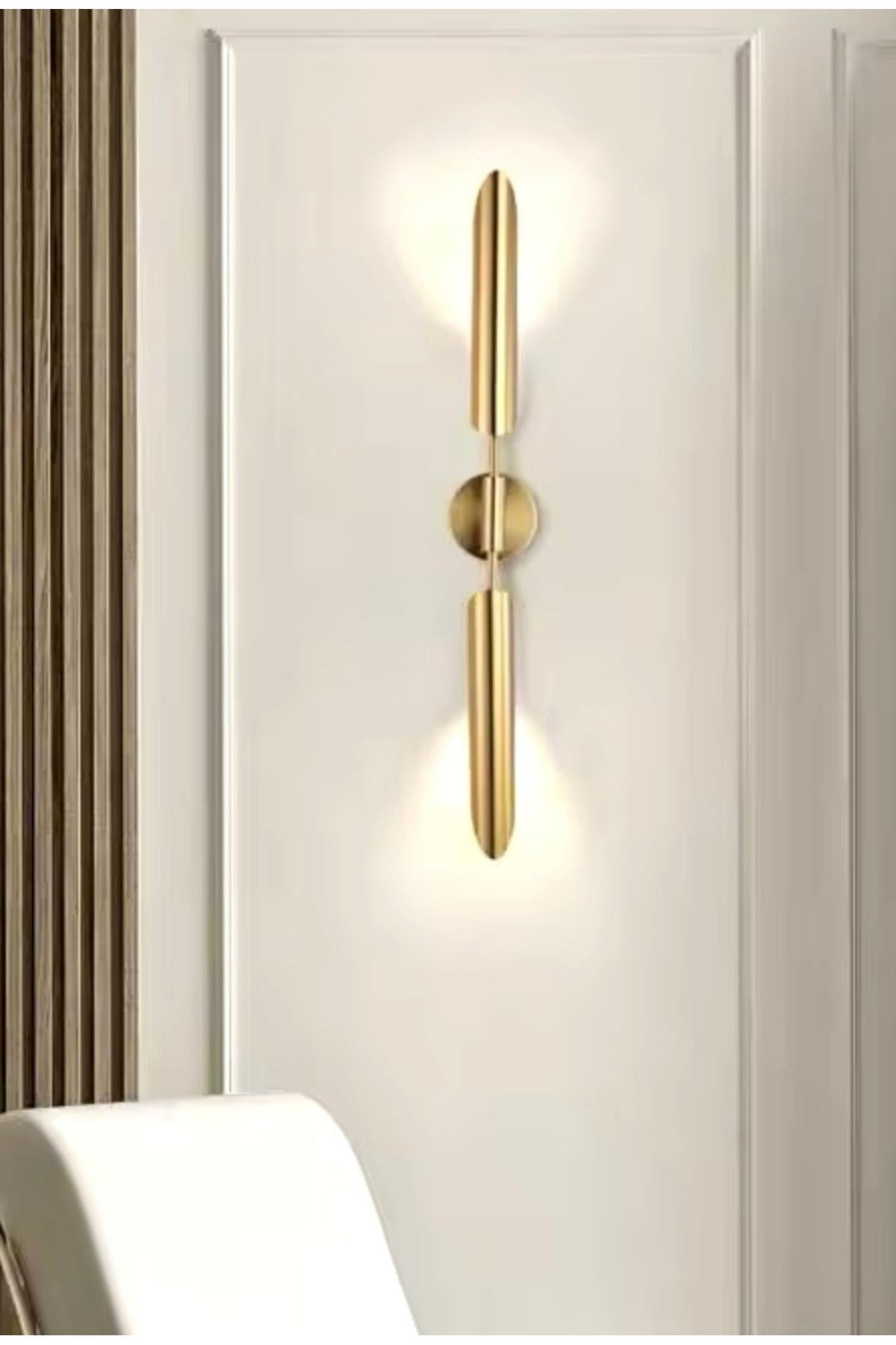 Modern Duvar Aplik Eskitme Gold Sarı E-14 Duy Elektrik İle Çalışır