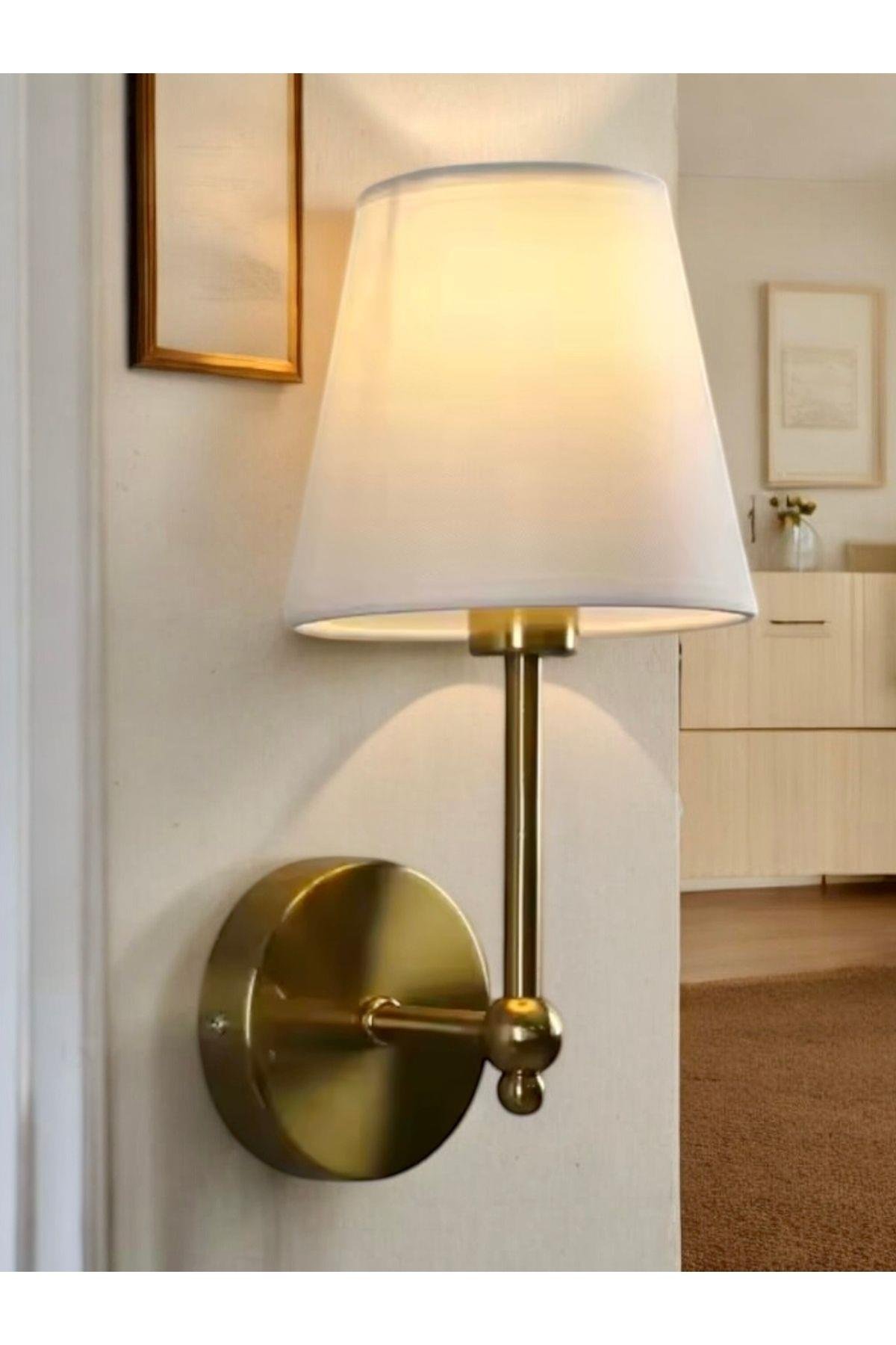 Modern Duvar Aplik Lampedusa Aplik Eskitme Gold Sarı E-27 Duy Elektrik İle Çalışır