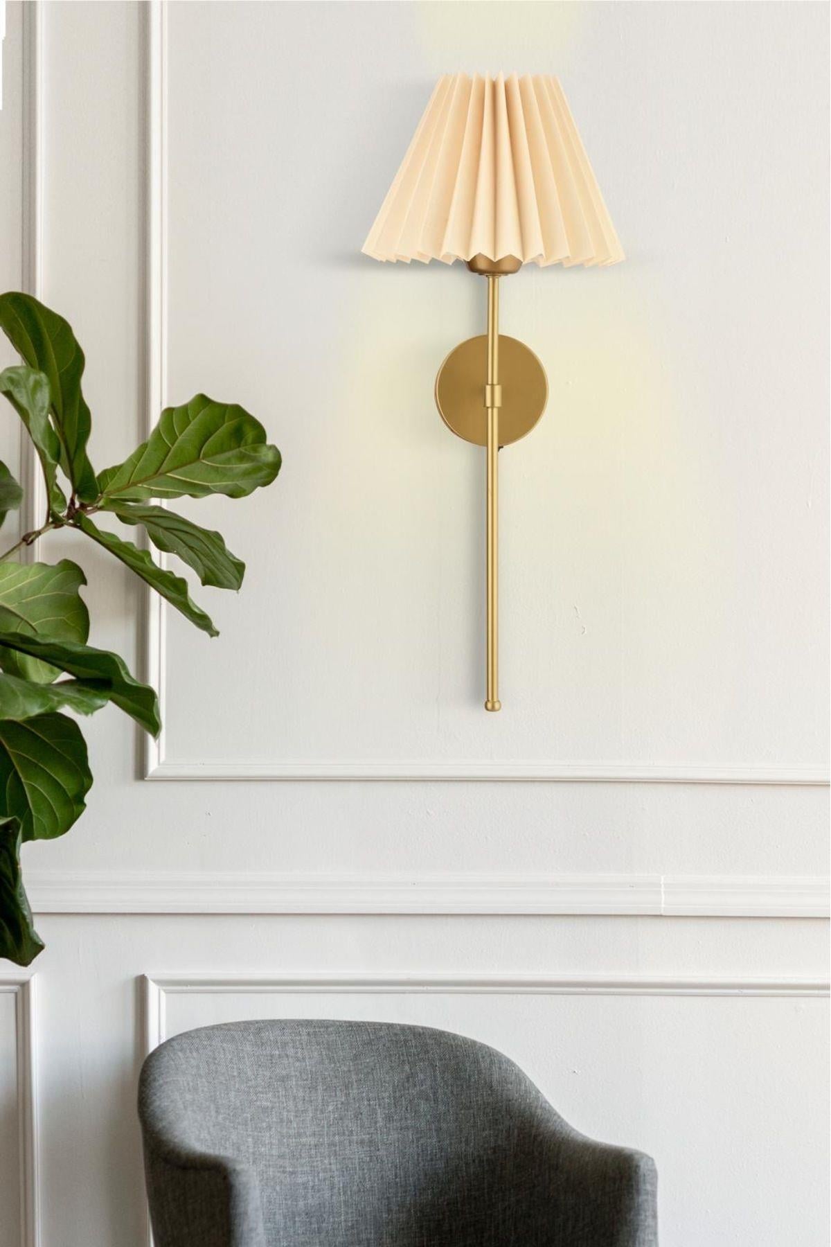 Modern Duvar Aplik Umbrella Pilli Aplik Eskitme Gold Power Ledli Gövde Umbrella Abajurlu