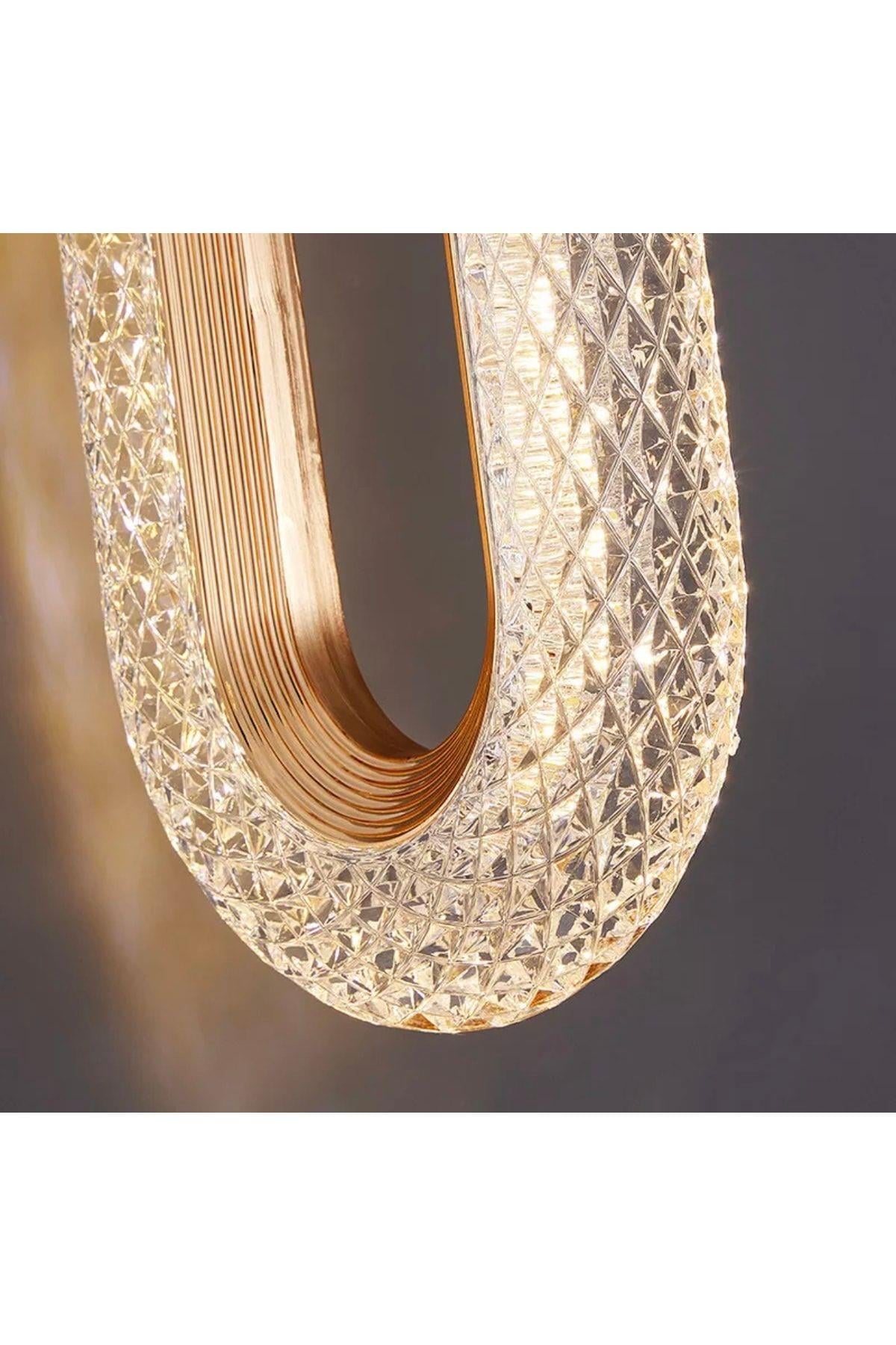 Modern Elegance Luxury Crystal Tekli Sarkıt Led Avize Gold Sarı Kademeli 3 Renk