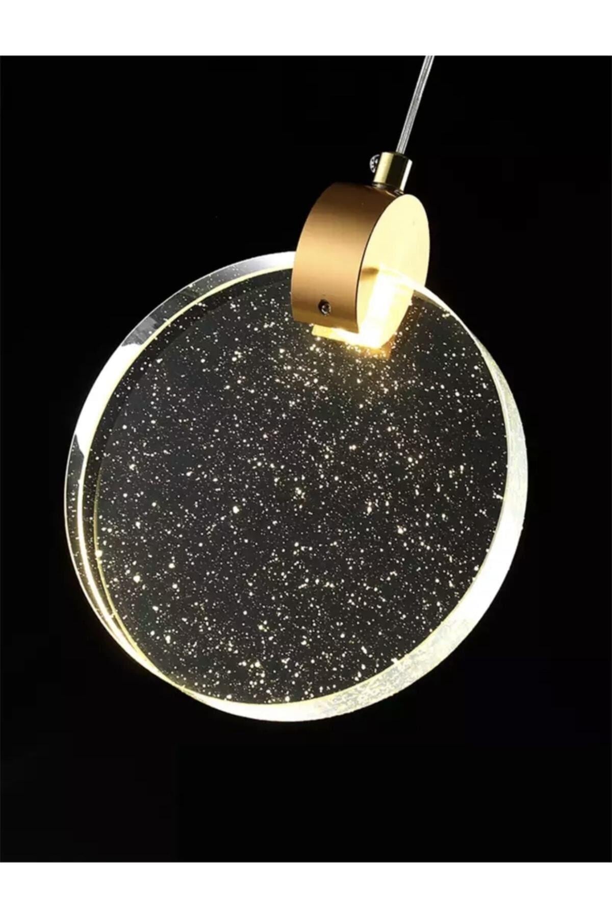 Modern Elegance Luxury Tekli Sarkıt Kristal Camlı Led Avize Gold Sarı Ledli Avize
