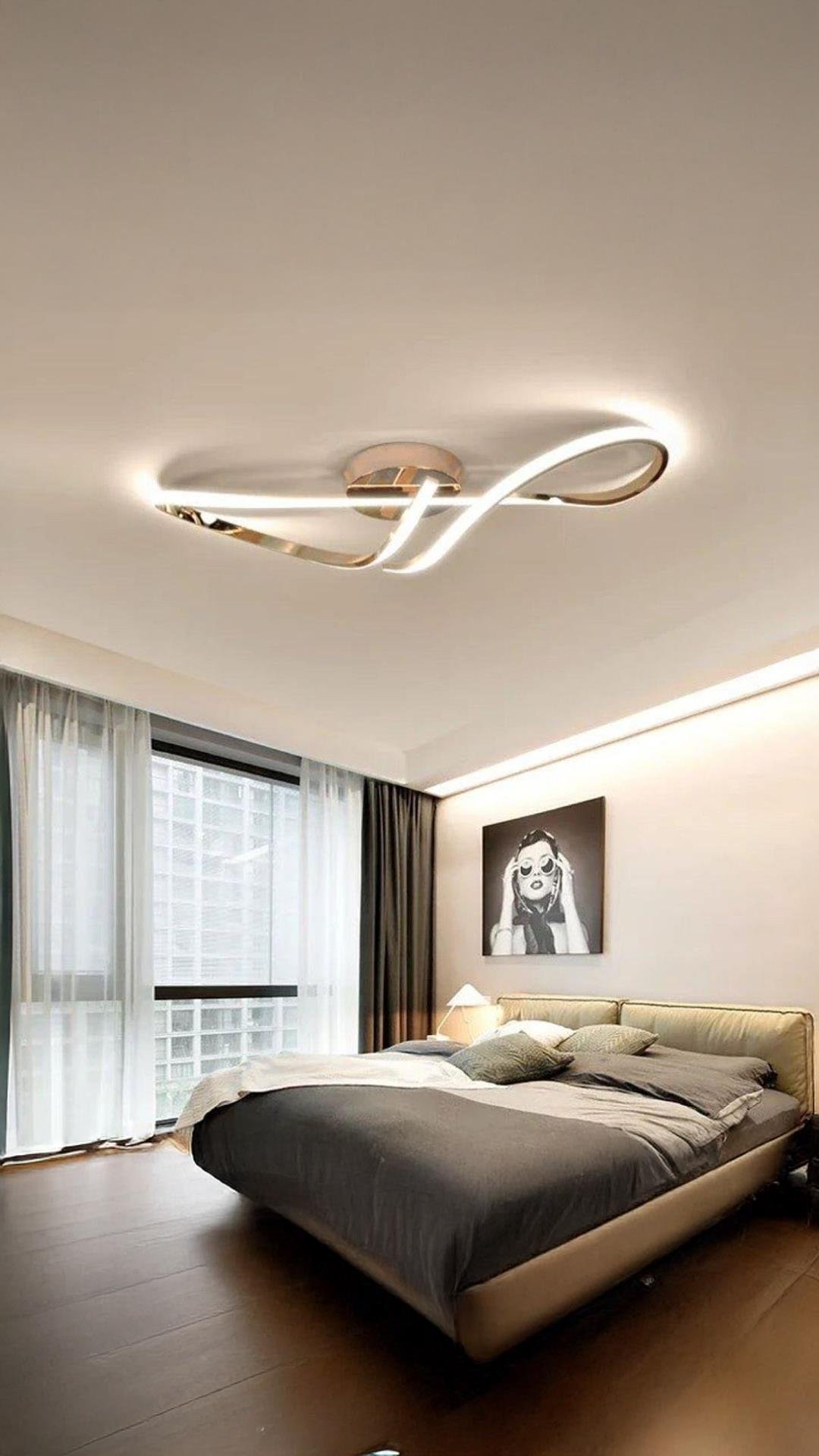 Modern Forever Led Avize Plafonyer Tavan Salon Mutfak Oturma Odası Hol Antre Avize Eskitme Mat Gold