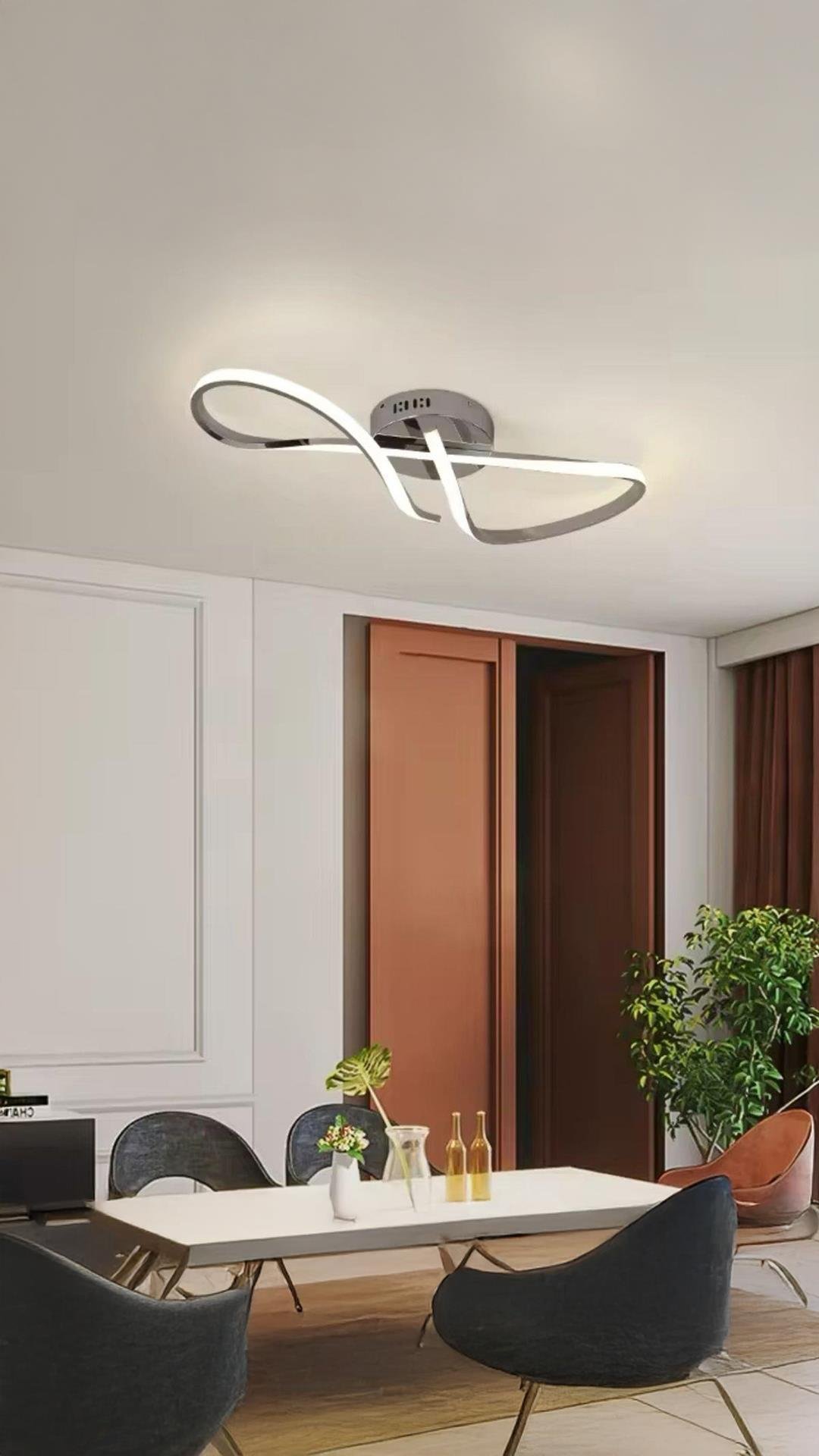 Modern Forever Led Avize Plafonyer Tavan Salon Mutfak Oturma Odası Hol Antre Avize Antrasit Füme