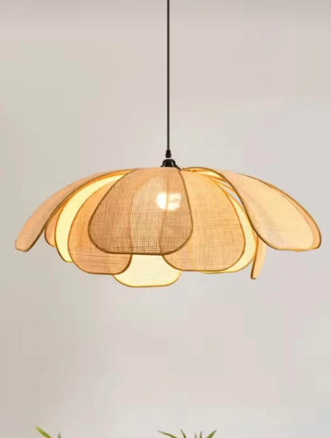 Modern Iskandinav Tasarım Bohem Rose Çiçek Sarkıt Avize Hazeran Hasır Avize Rattan Salon Avizesi