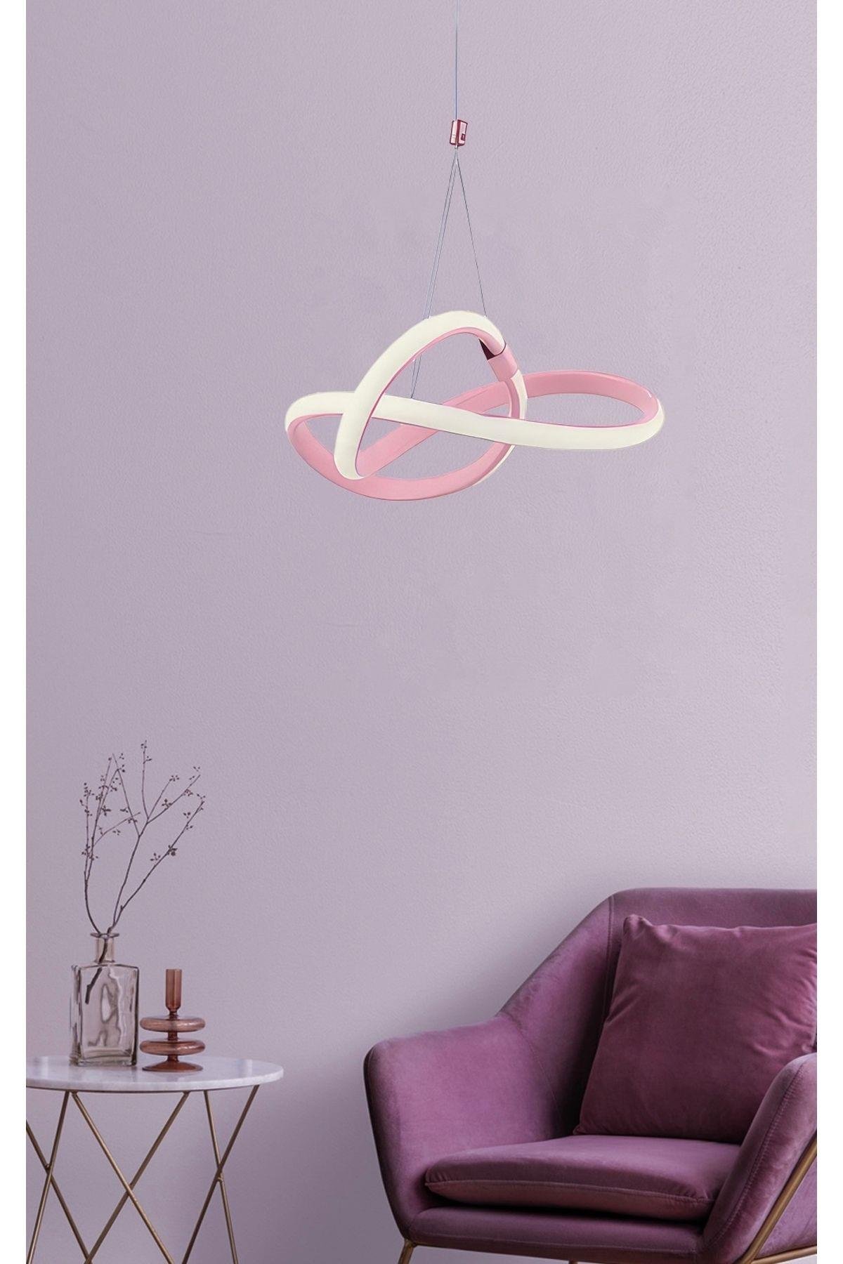 Modern Led Avize Pembe Avize Çocuk Odası Avize Power Led 6500K Buz Beyazı